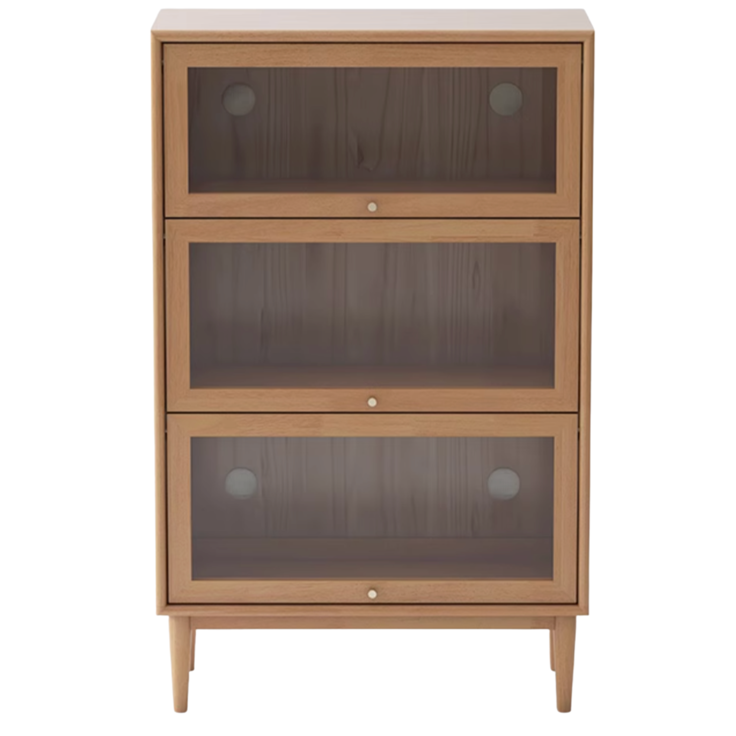 Solid Rubberwood, Oak Solid Wood Multi layer Flip Door Glass Bookcase