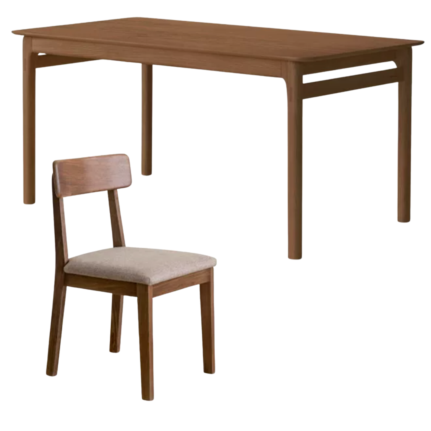 Oak, Rubberwood Solid Wood Modern Rock Plate Dining Table