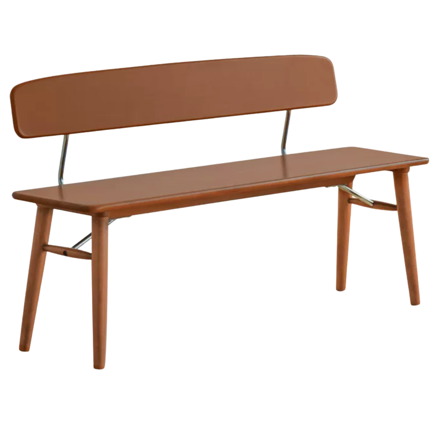 Beech, Birch Solid Wood Organic Leather Long Bench