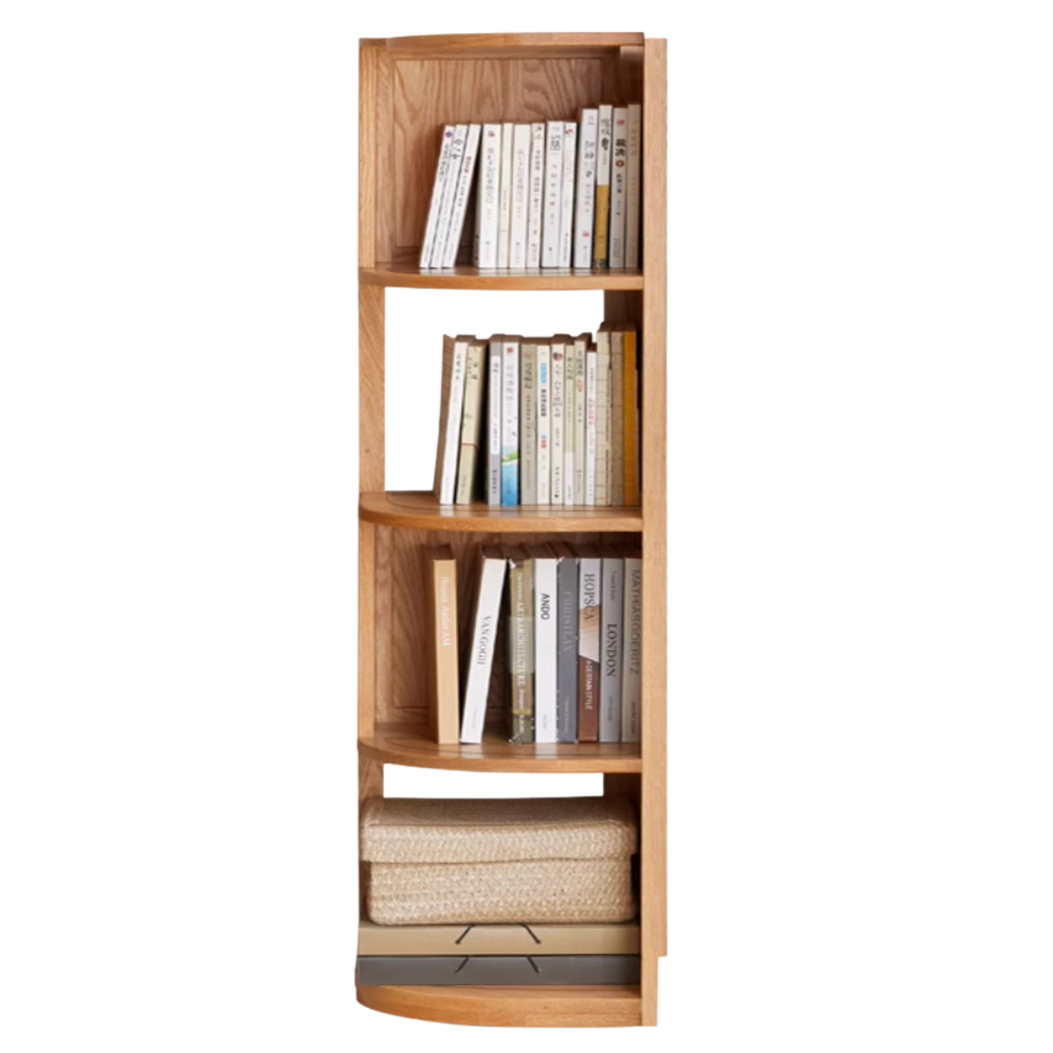 Ash, Oak, Rubbber Solid Wood Corner Bookshelf