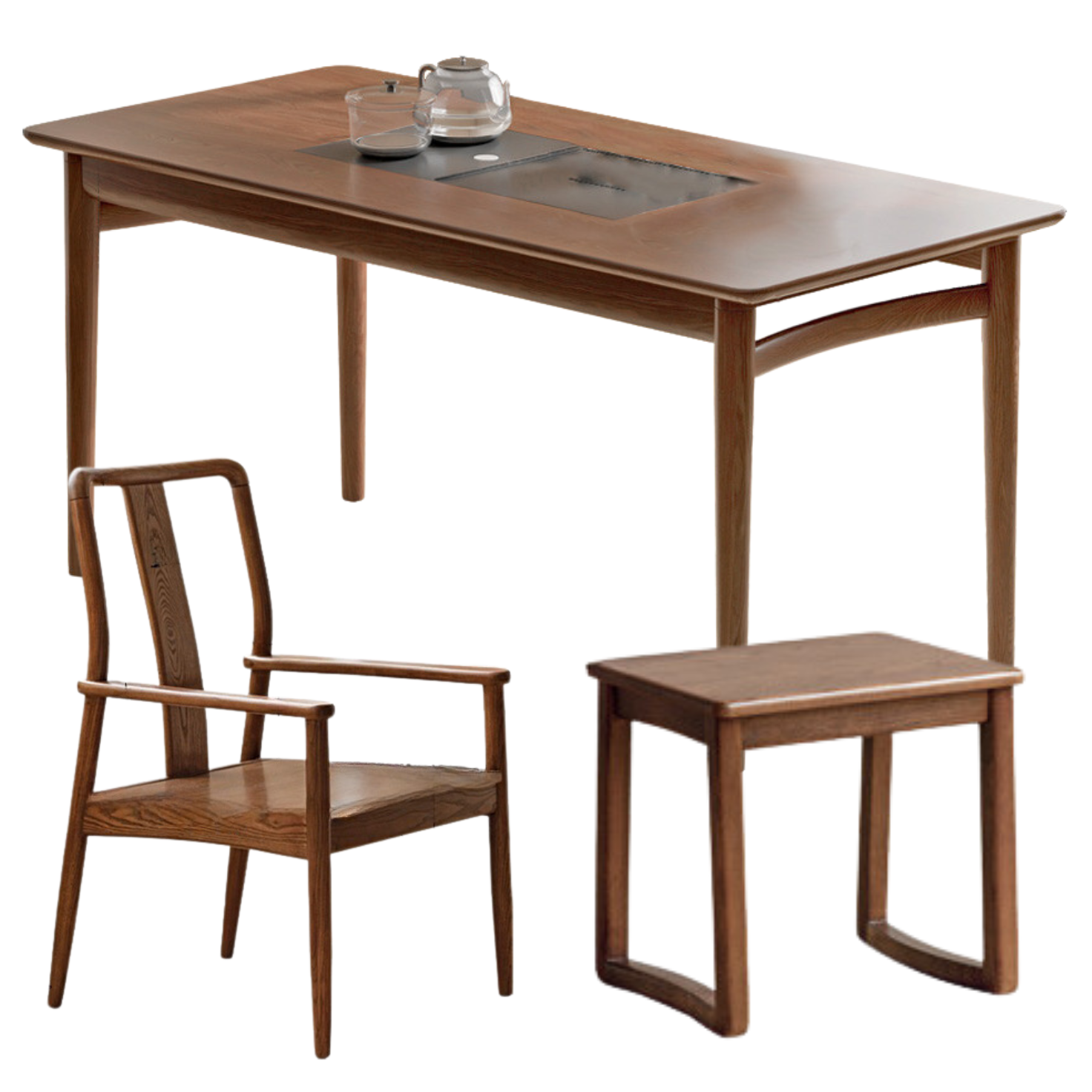 Ash Solid Wood Tea Table Tea Tray Integrated