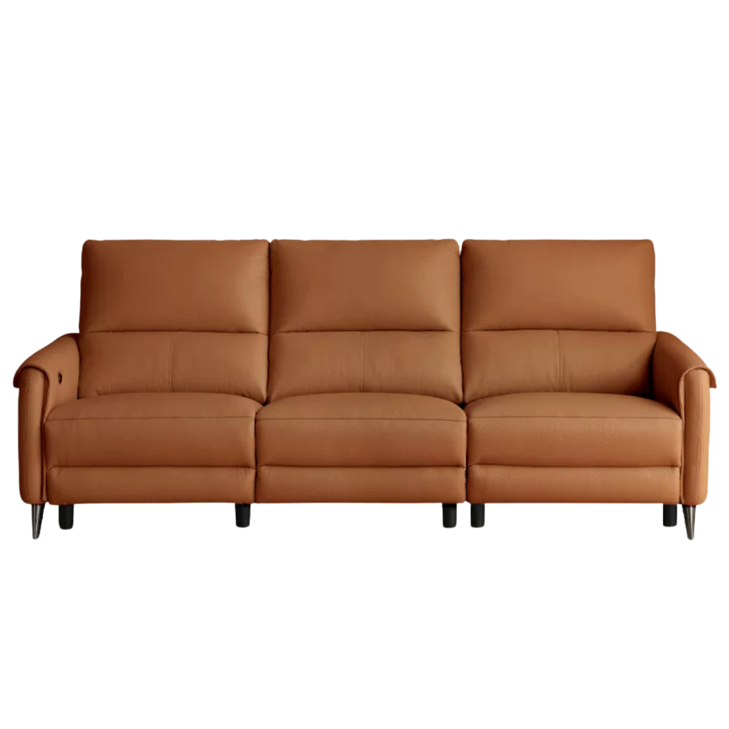 Genuine Leather Power Reclining Sofa with Wall-Hugger Track Arms