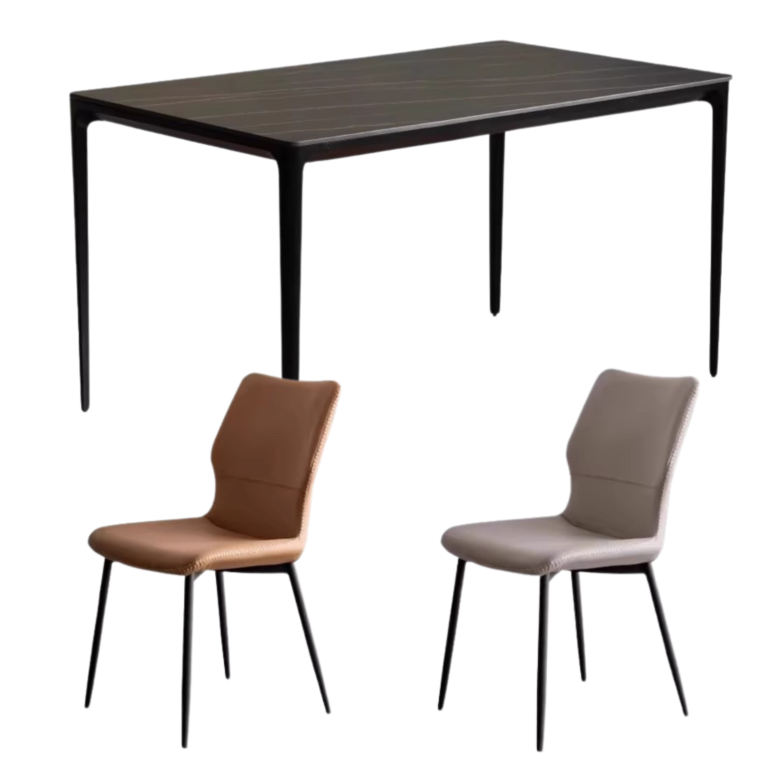 Rock Slab+Metal Italian Light Luxury Black Dining Table