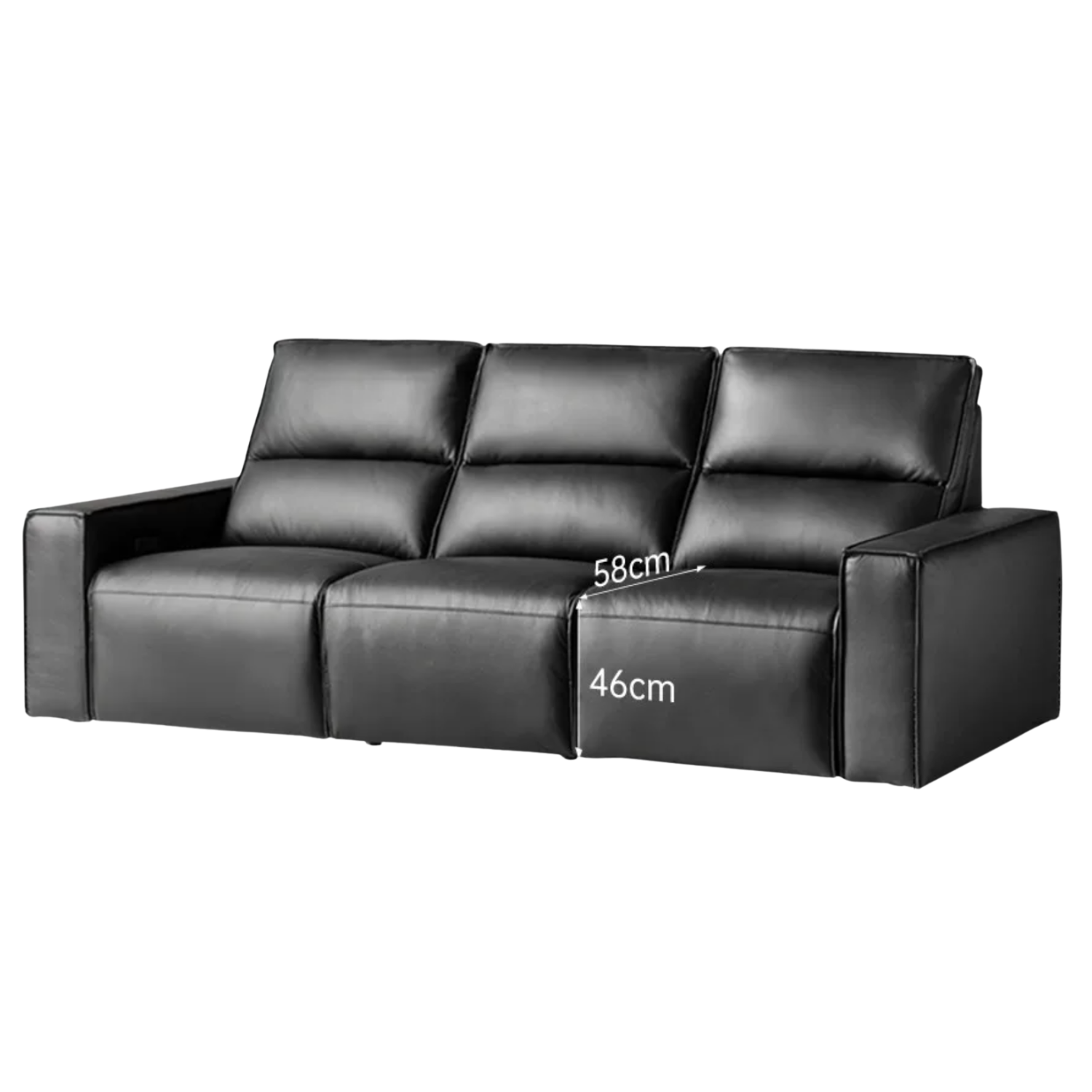 Genuine Leather Reclining Sofa with Adjustable Headrest