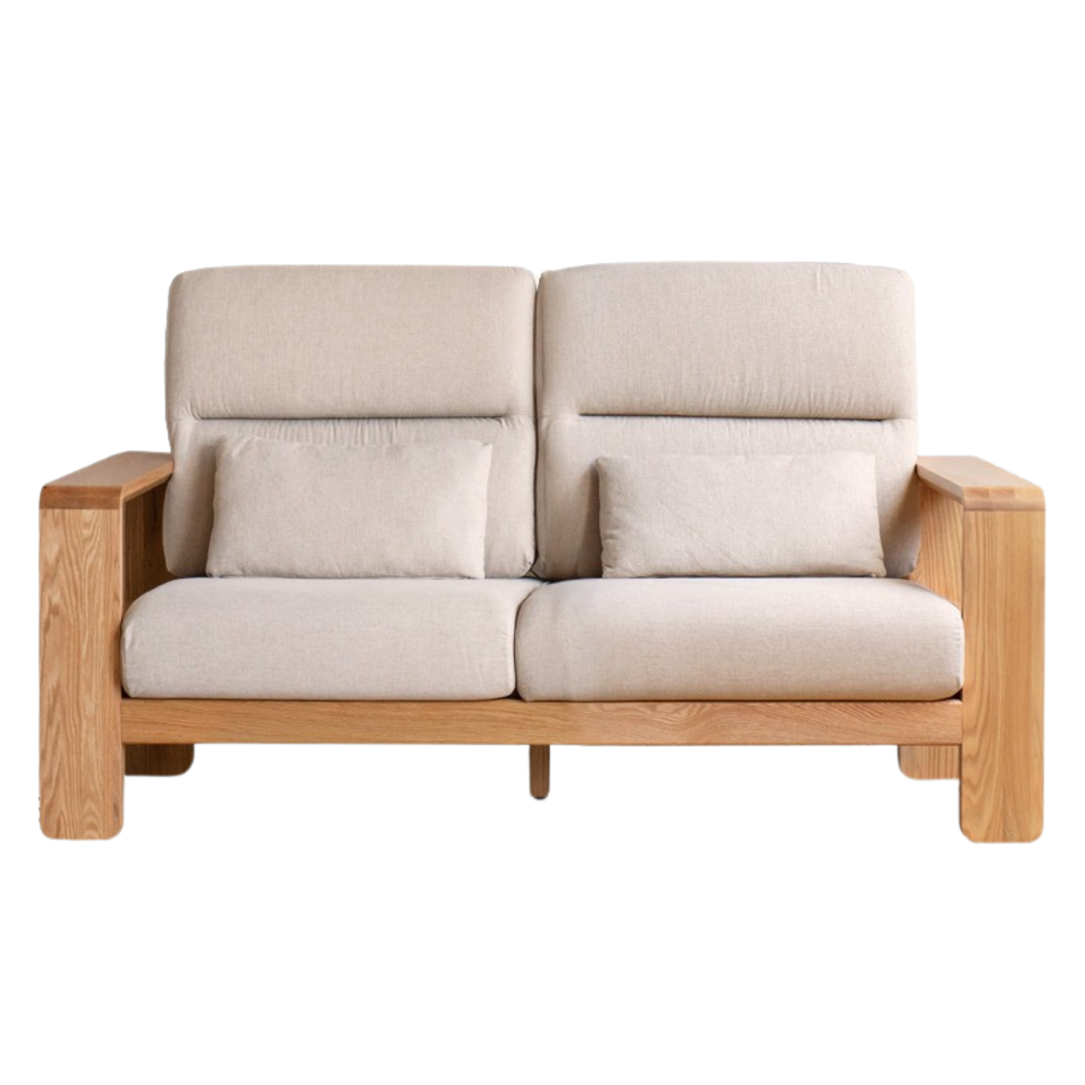 Oak Solid Wood Modern Log Style Corner Fabric Sofa.