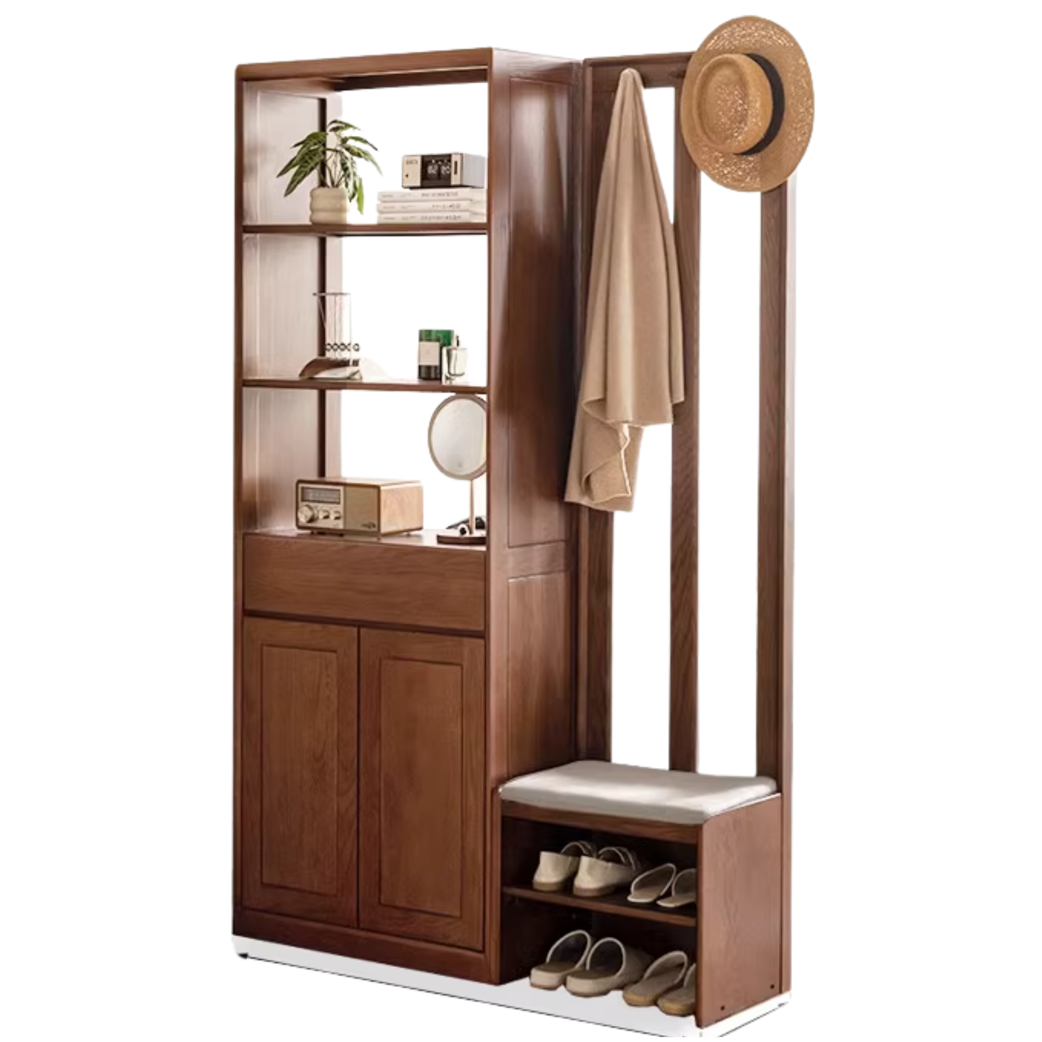 Oak Solid Wood Porch Cabinet Shoe Cabinet Integrated