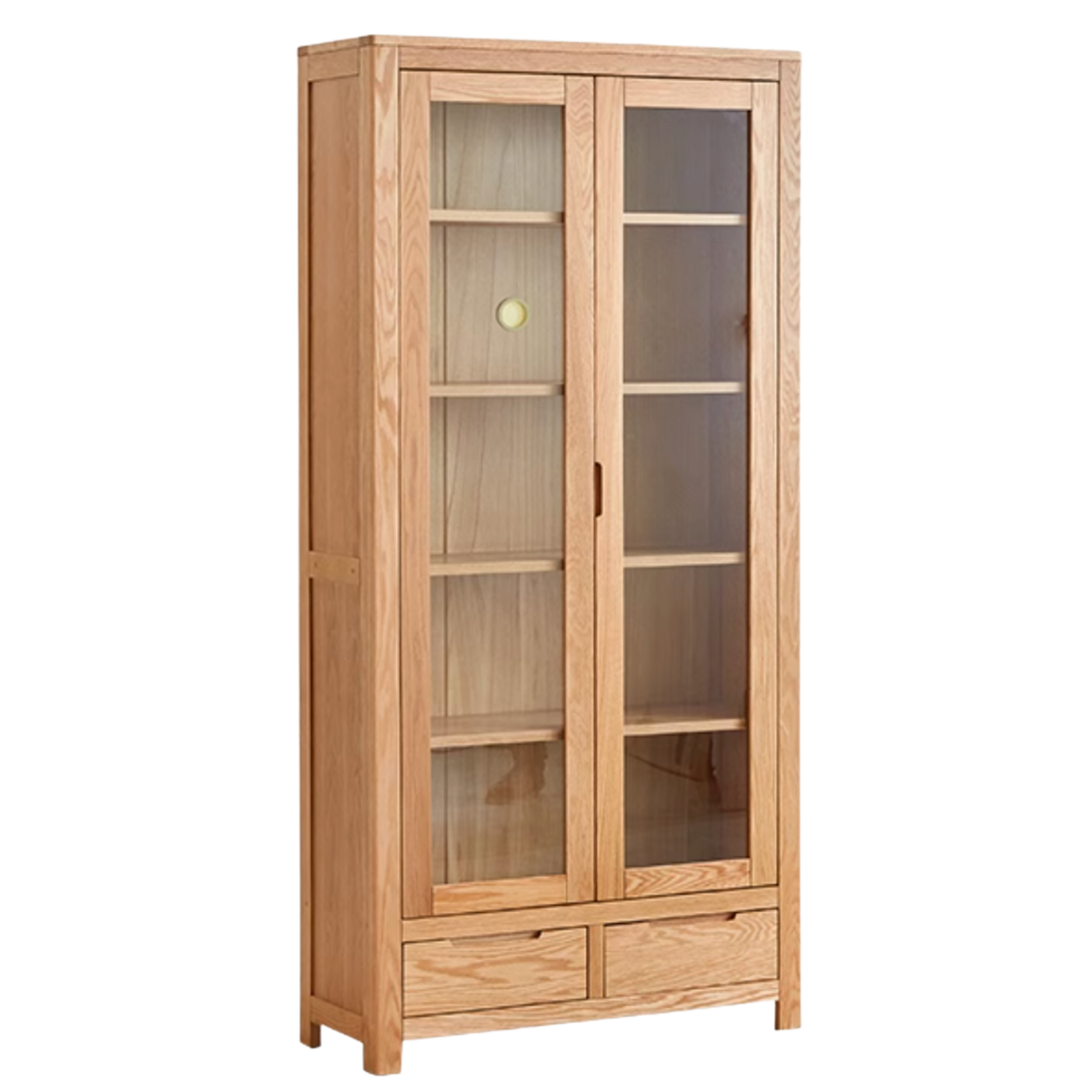 Oak, Rubberwood Solid Wood Drawer Bookcase