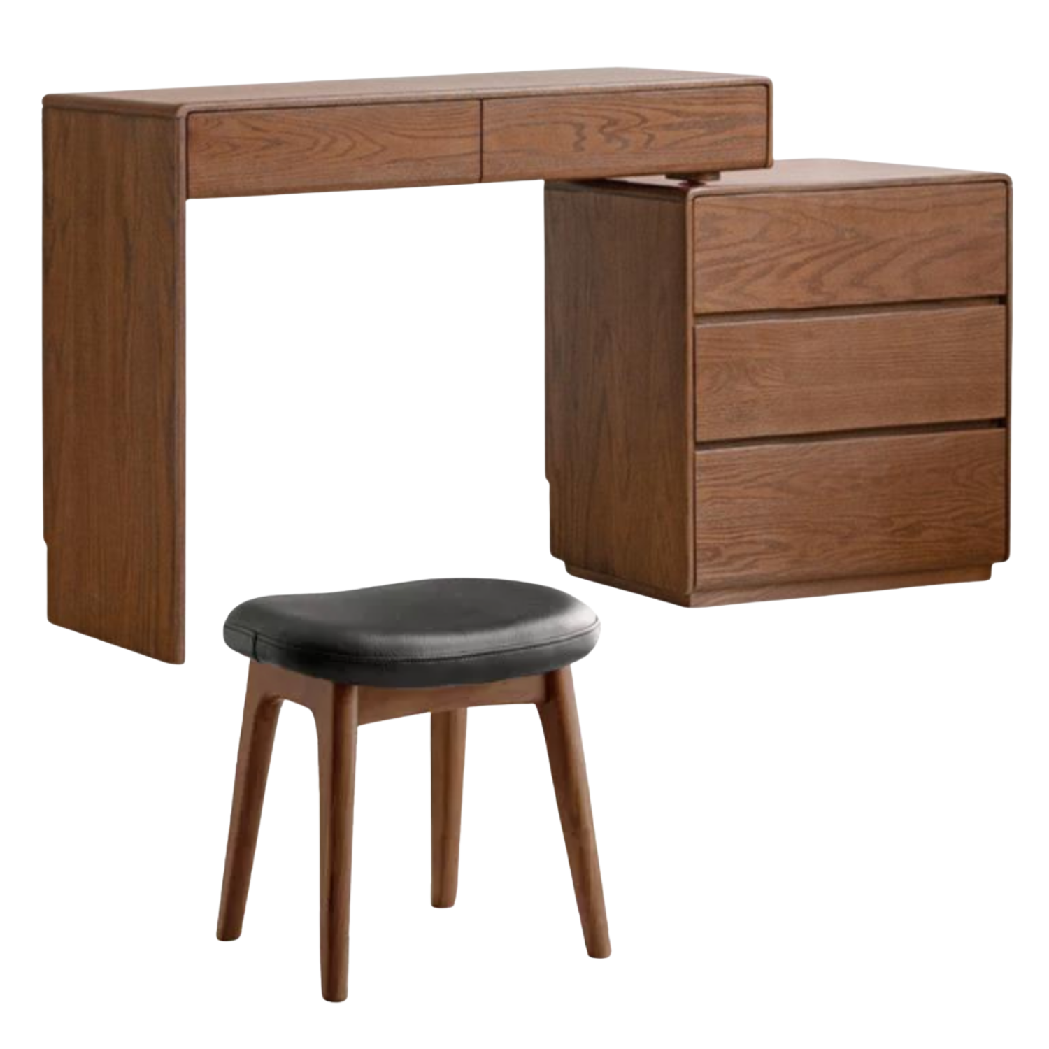 Oak Solid Wood Retro Style Retractable Vanity Table.