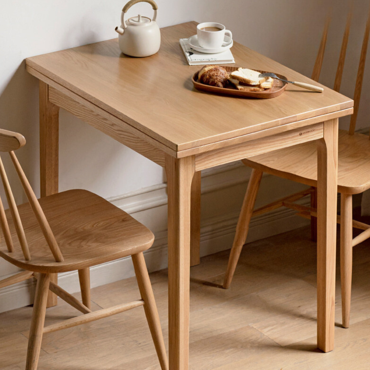Oak Solid Wood Folding Small Dining Table