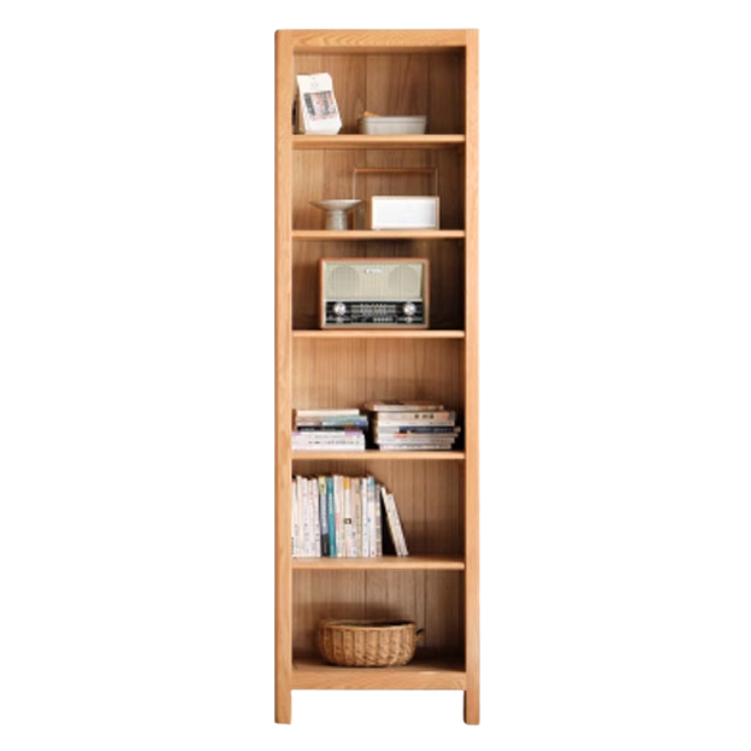 Oak, Solid Rubberwood Modern Minimalist Combination Bookcase