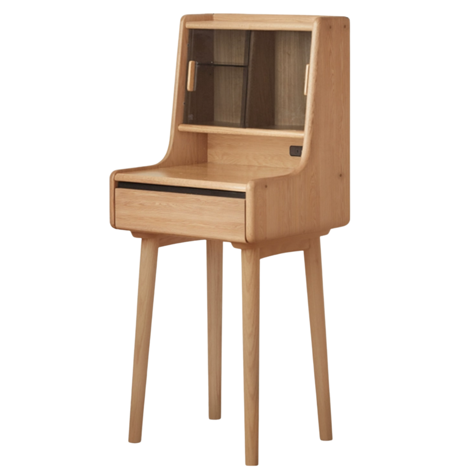 Oak, Ash Solid Wood Vanity Table with Shelf.