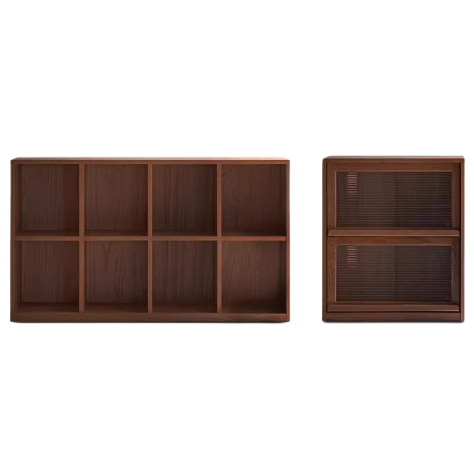 Black Walnut, Oak Solid Wood Low Bookcase, Modern Modular Storage Shelf Cabinet
