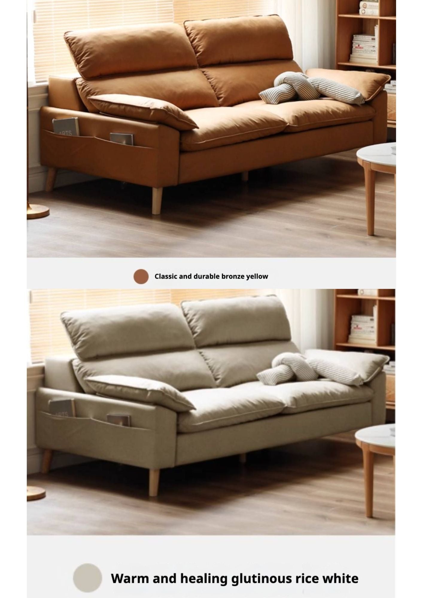 Technology Fabric Sofa with Adjustable Headrest.