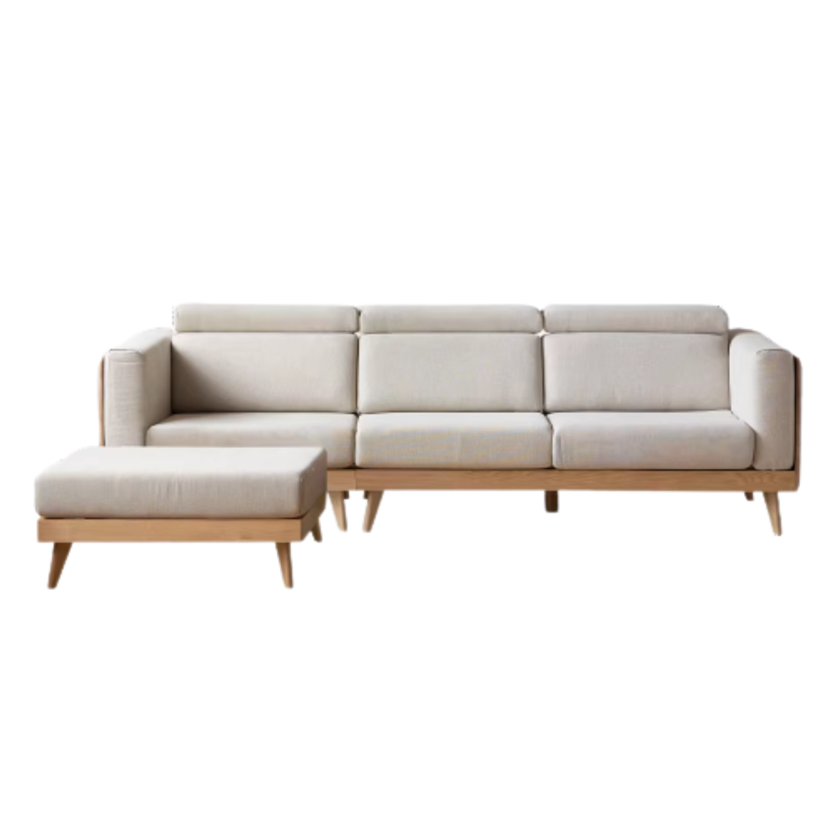 Oak, Ash Solid Wood Modern Fabric Sofa.