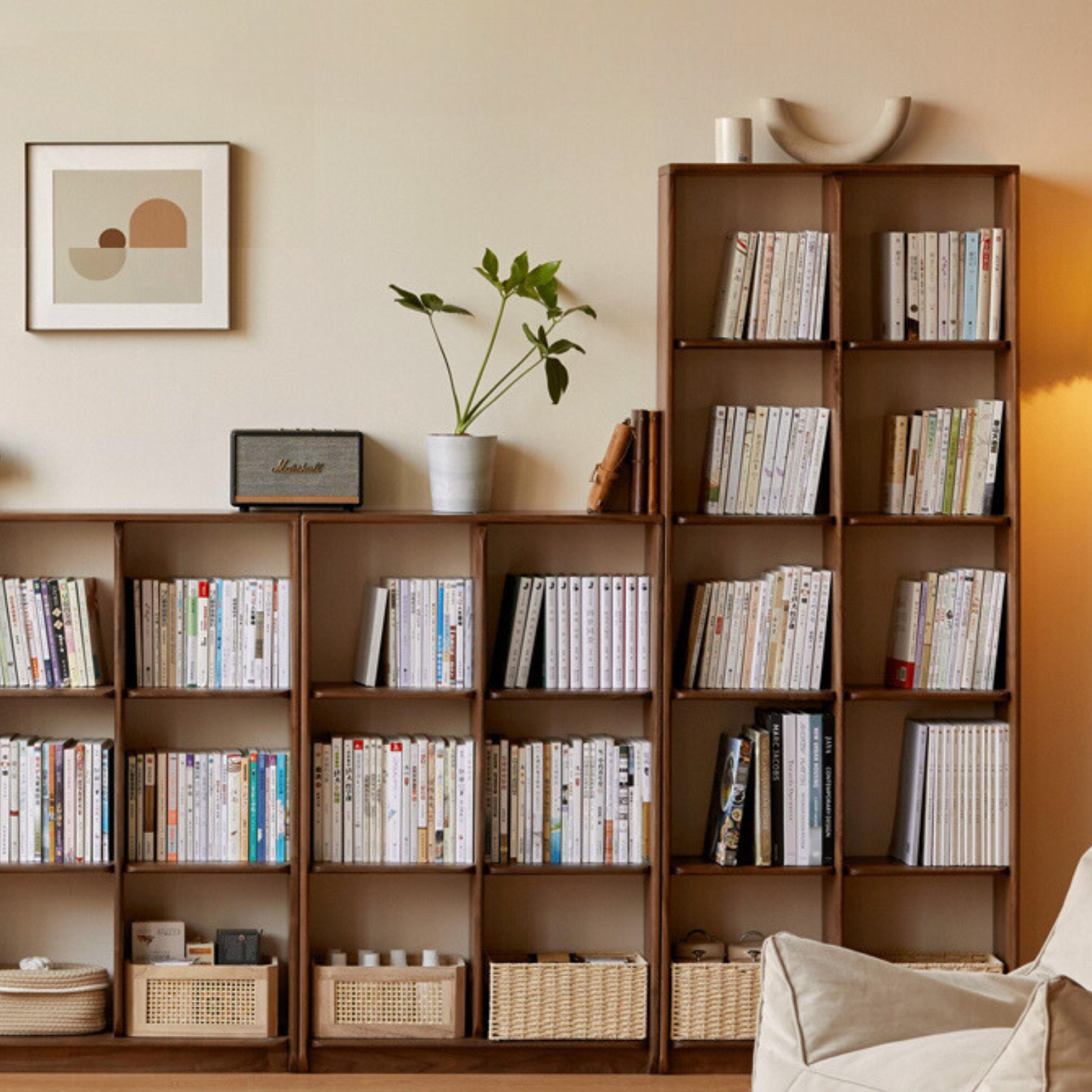 Black Walnut Solid Wood Bookshelf Shelf Free Lattice Combination