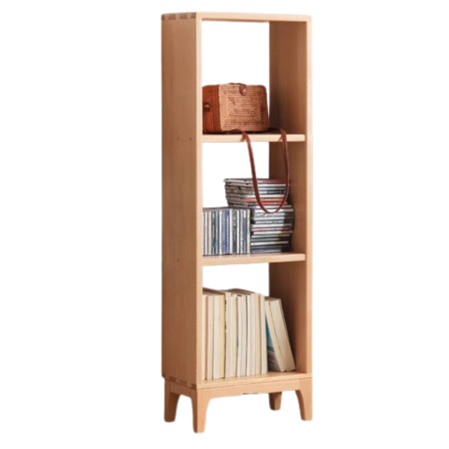 Beech Solid Wood Bookshelf, Nordic Display Rack