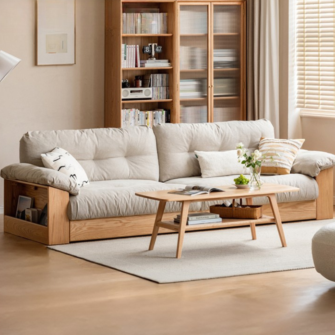 Oak Solid Wood Floor Storage Sofa Modern.