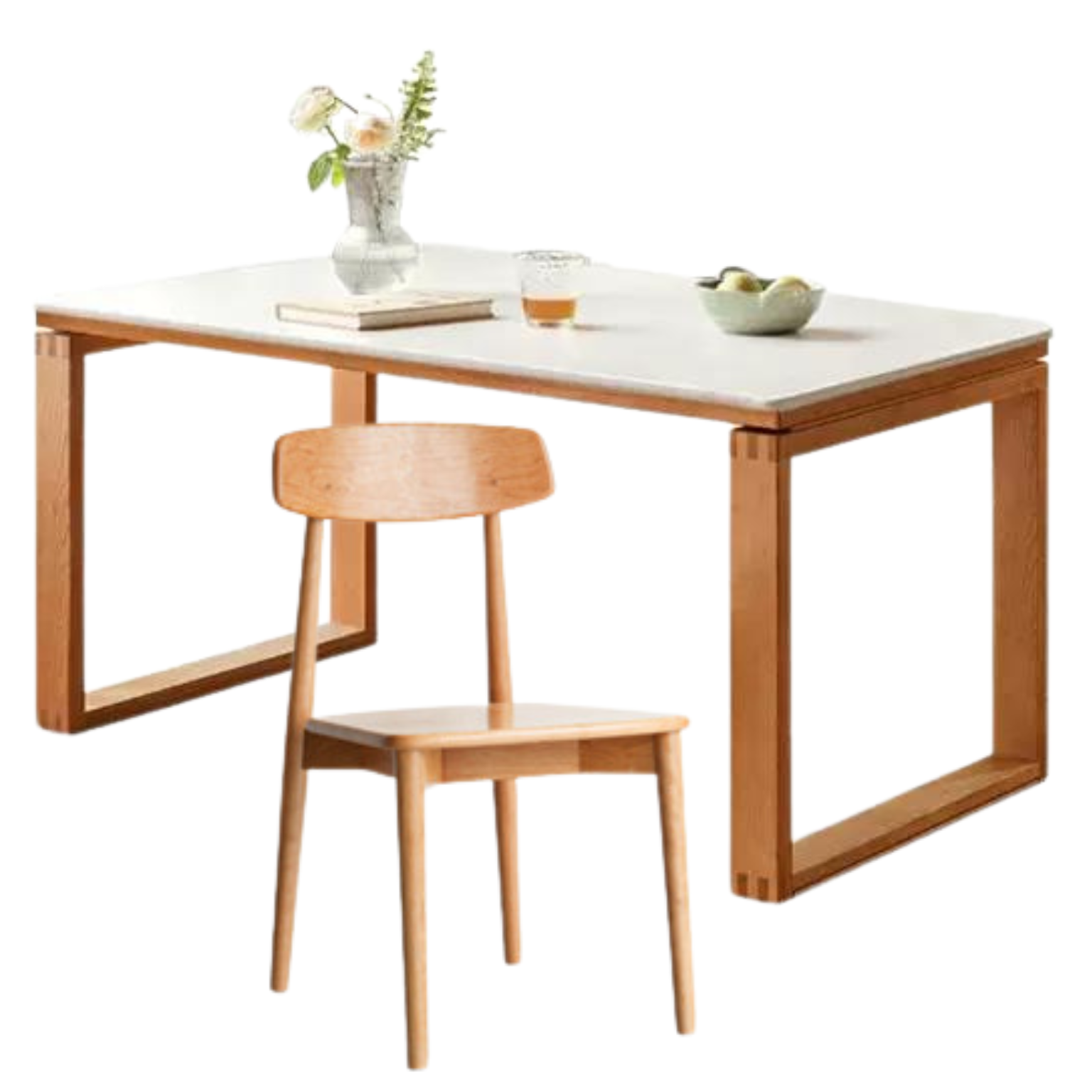 Cherry Wood Dining Table Island Table Integrated Large Board