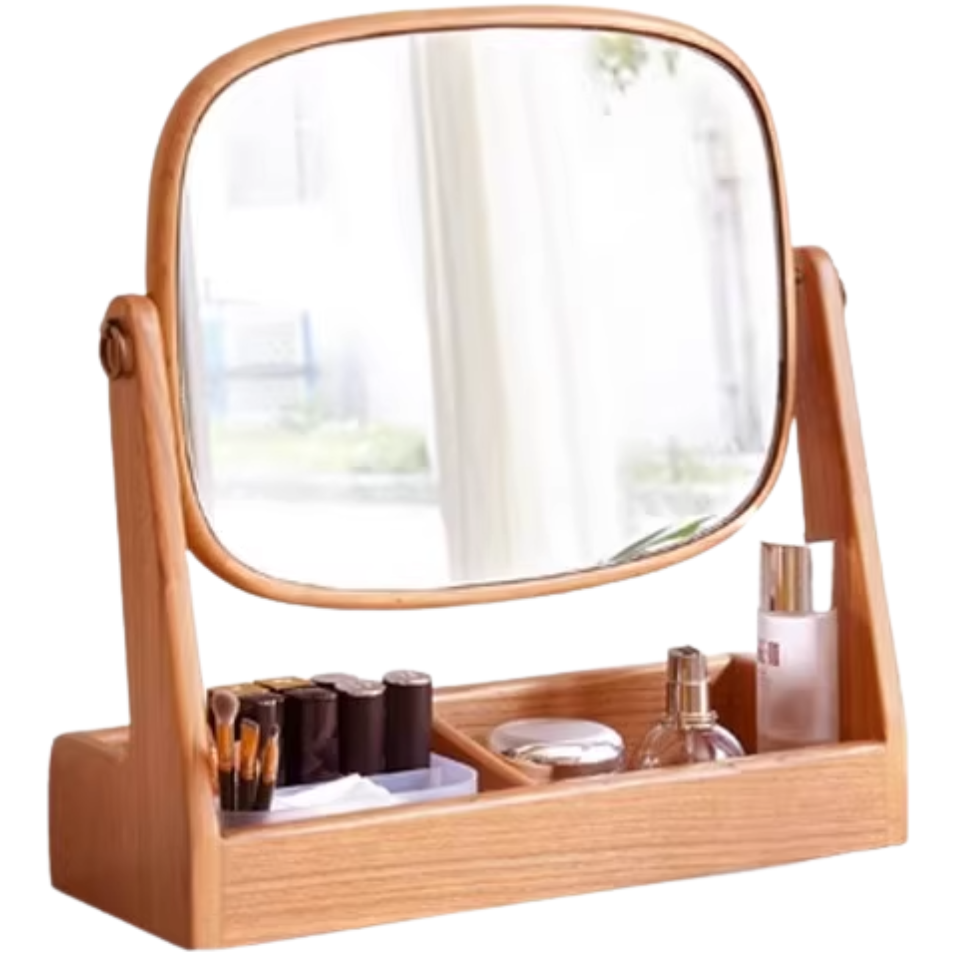 Beech, Black Walnut, Cherry Solid Wood Makeup Mirror