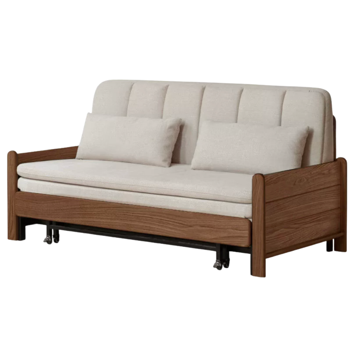 Oak, Ash Solid Wood Sleeper Sofa with Solid Wood Frame and Reclining Backrest