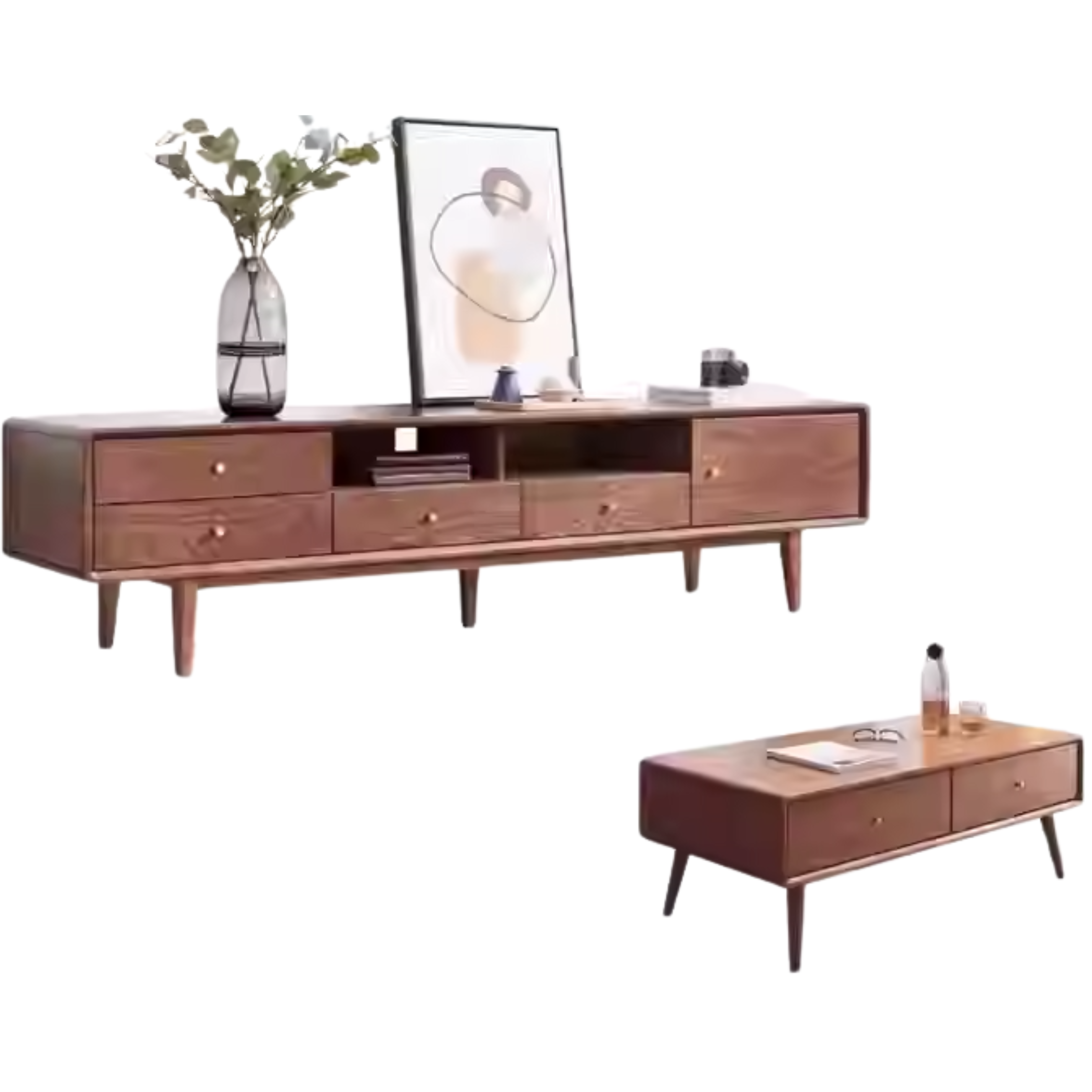 Oak Solid Wood Nordic Floor TV Cabinet.