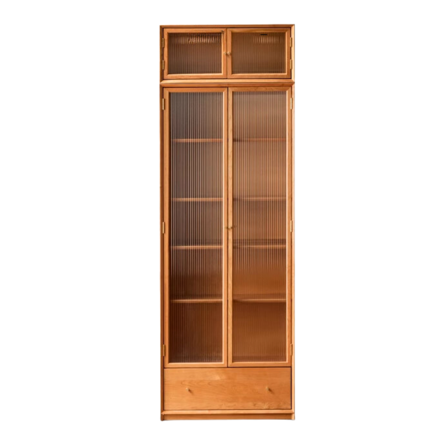 Cherry Wood Combination Bookcase Floor Shelf Glass Door Bookcase
