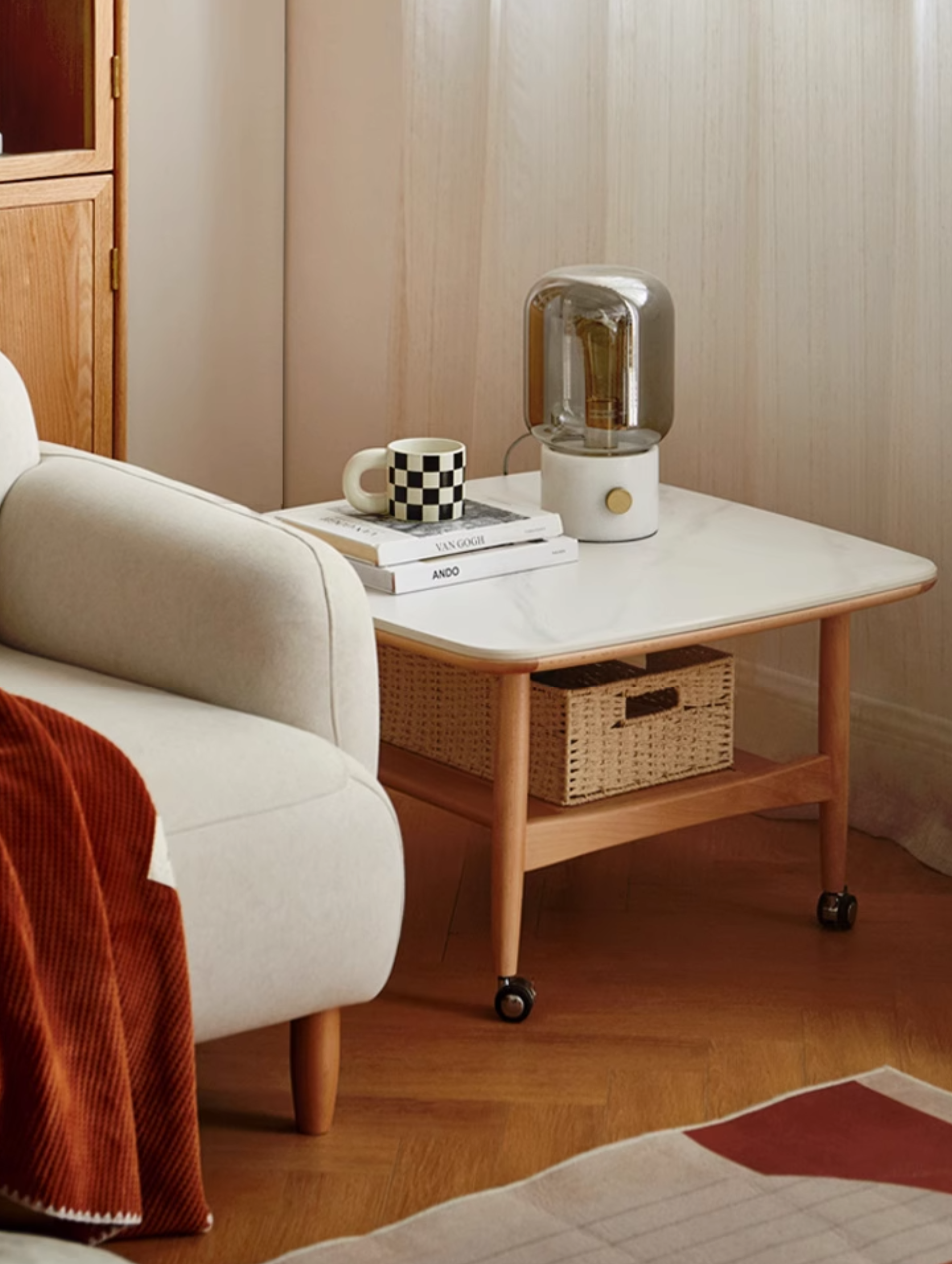 Oak Solid Wood Rock Board Tea Table.