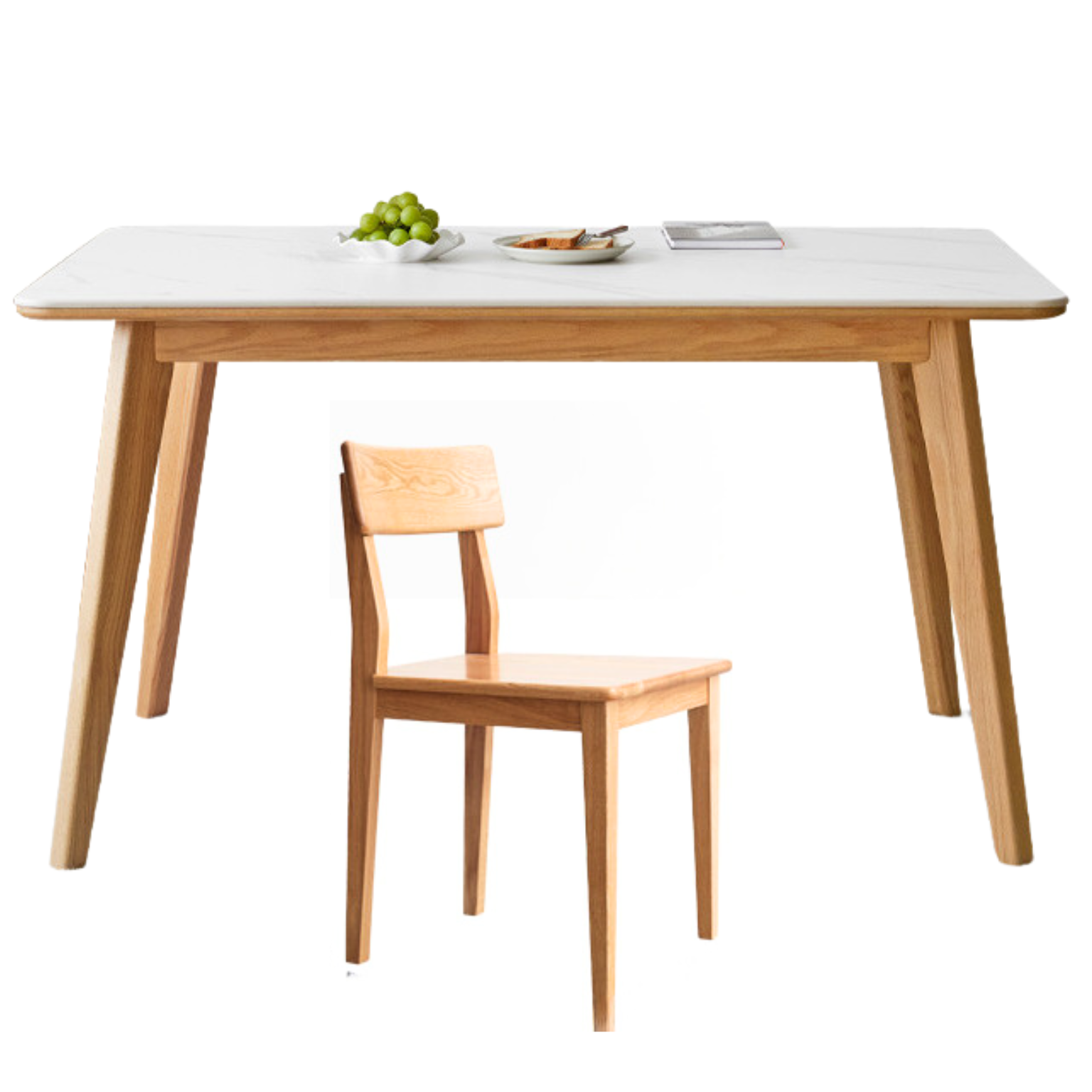 Ash, Oak Solid Wood Modern Rock Plate Dining Table