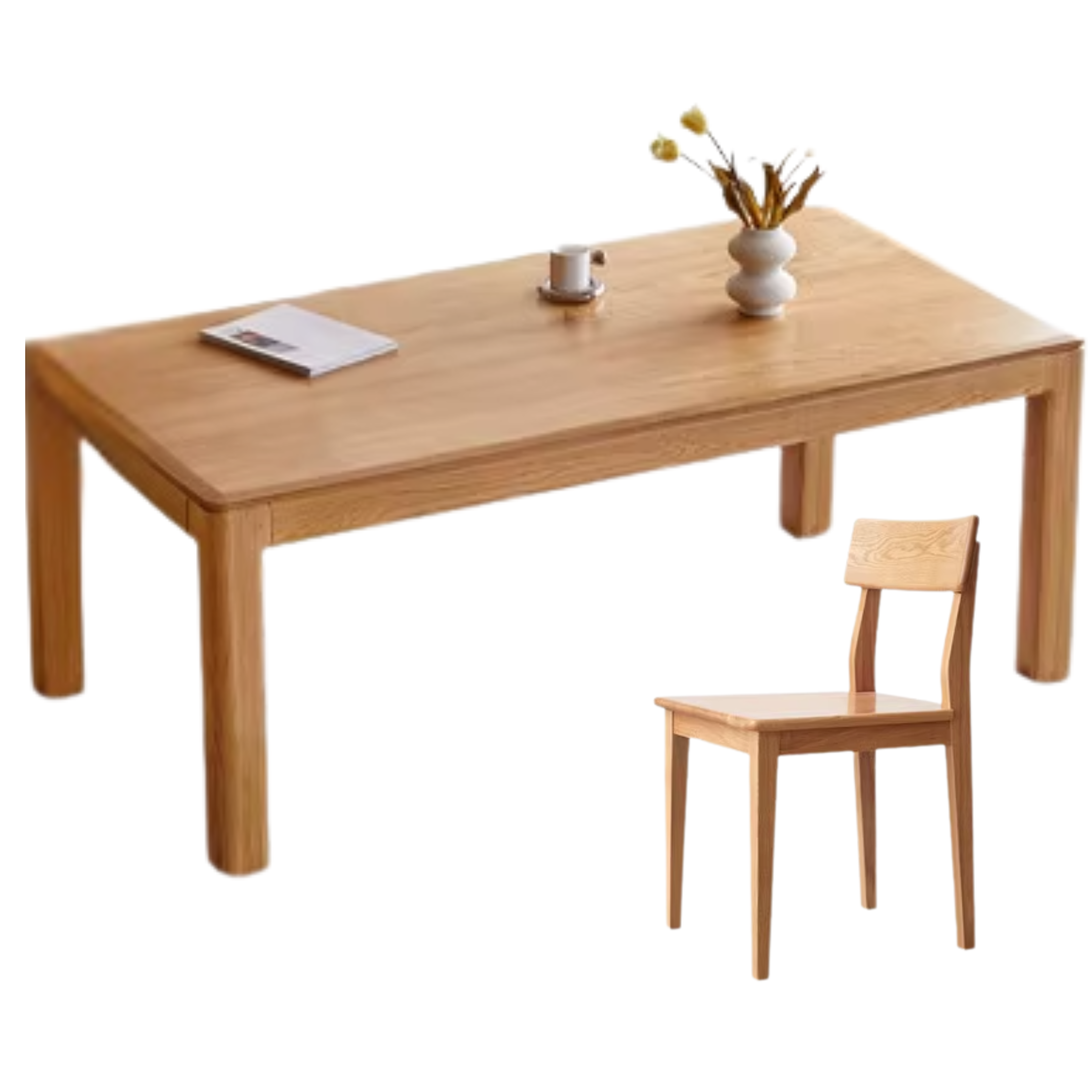 Oak, Red Oak Solid Wood Rectangular Dining Table