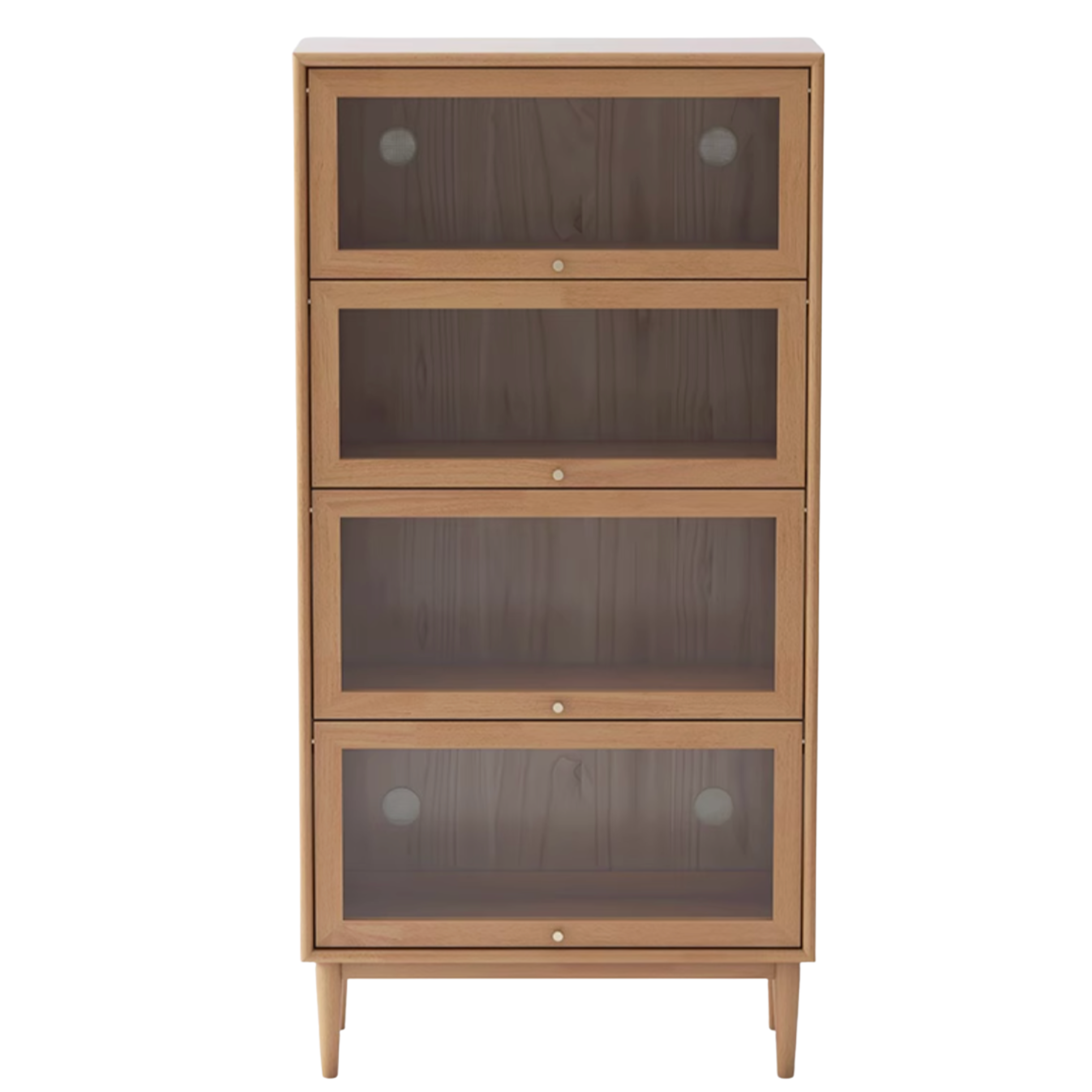 Solid Rubberwood, Oak Solid Wood Multi layer Flip Door Glass Bookcase