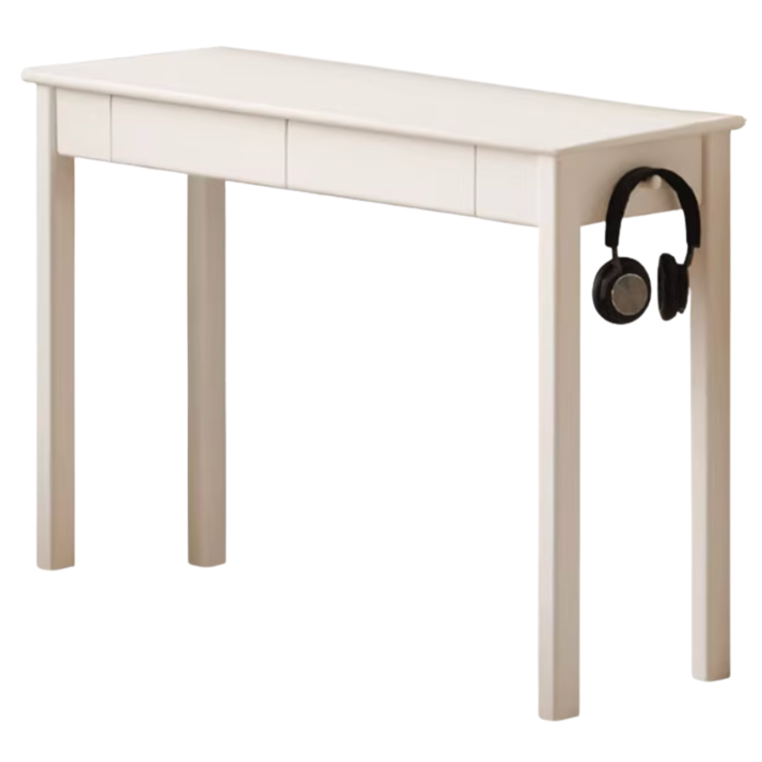 Rubber Solid Wood Modern Narrow Cream Style Drawer Desk