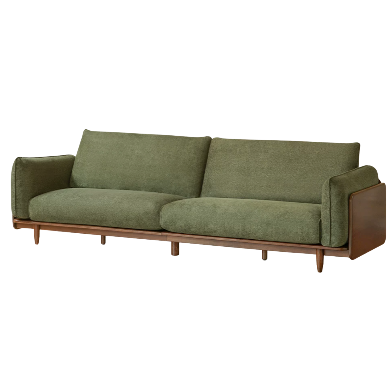 Black Walnut, Oak Solid Wood Fabric High-Back Sofa