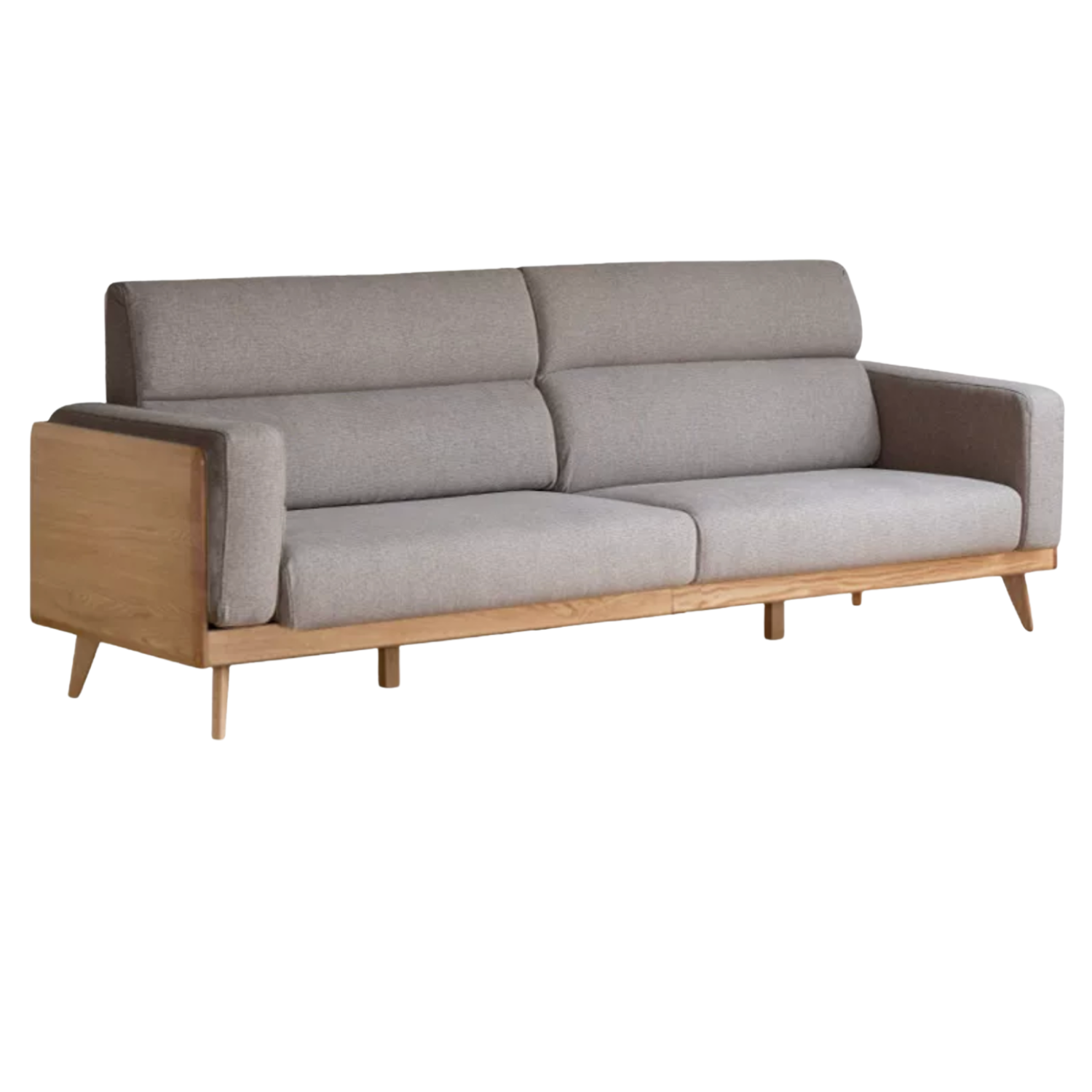 Black Walnut, Ash, Oak Solid Wood Minimalist Log Style Sofa with High Back