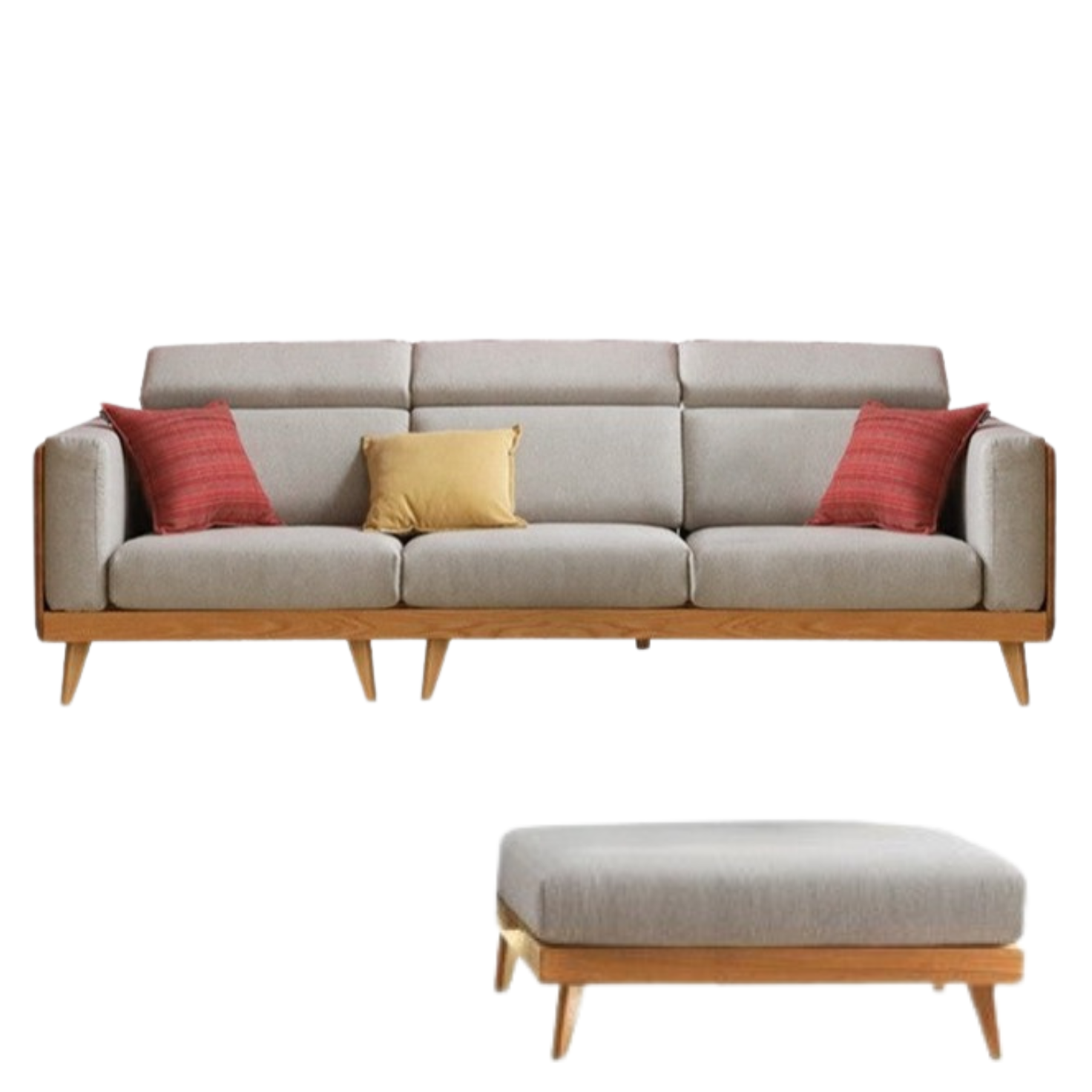 Oak, Ash Solid Wood Modern Fabric Sofa.