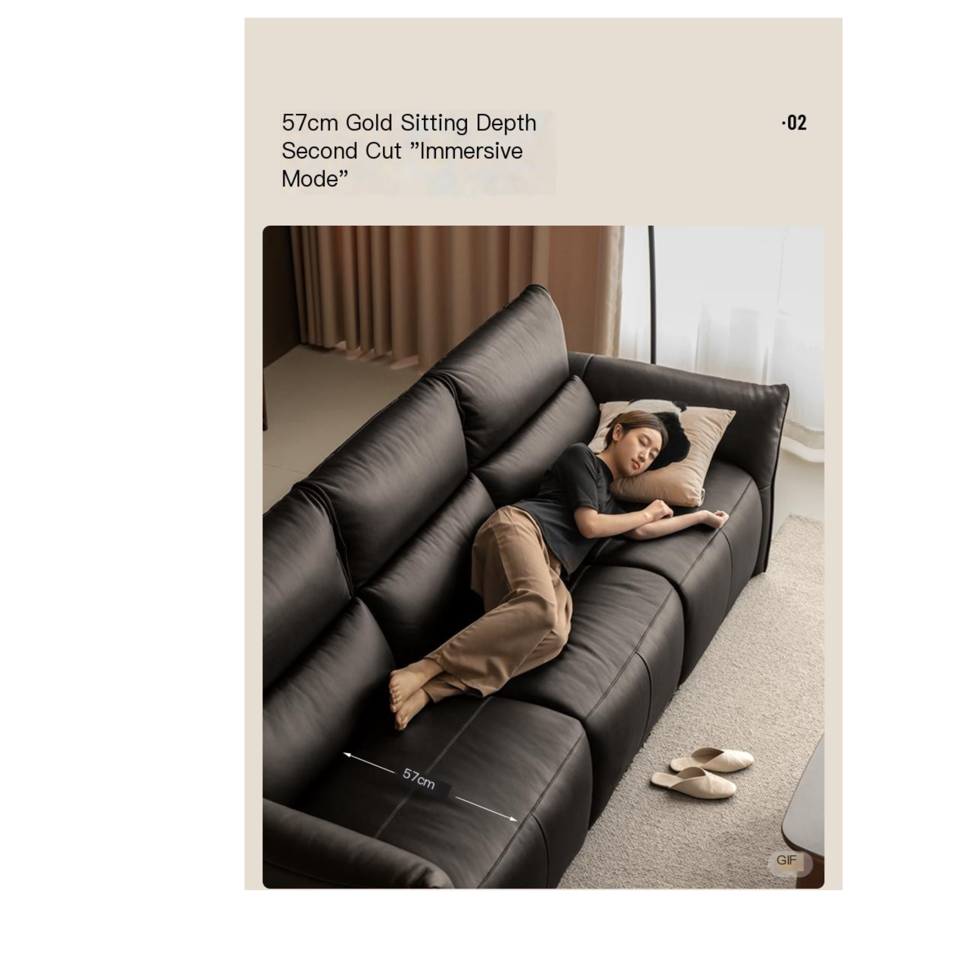 Genuine Leather Sofa Italian Light Luxury Tofu Block Sofa