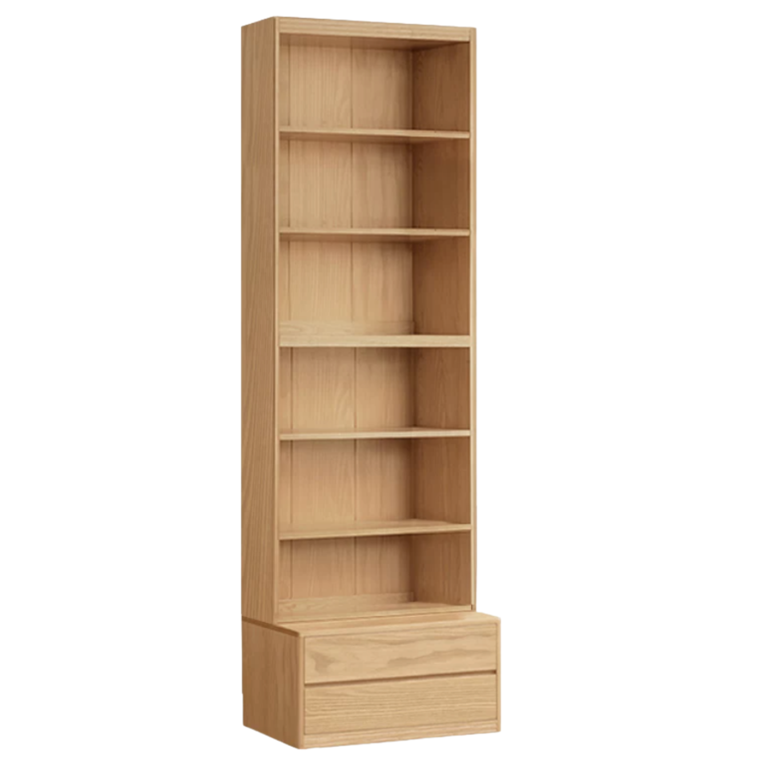 Ash Solid Wood Wall-Mounted Bookcase with Integrated Study Shelf