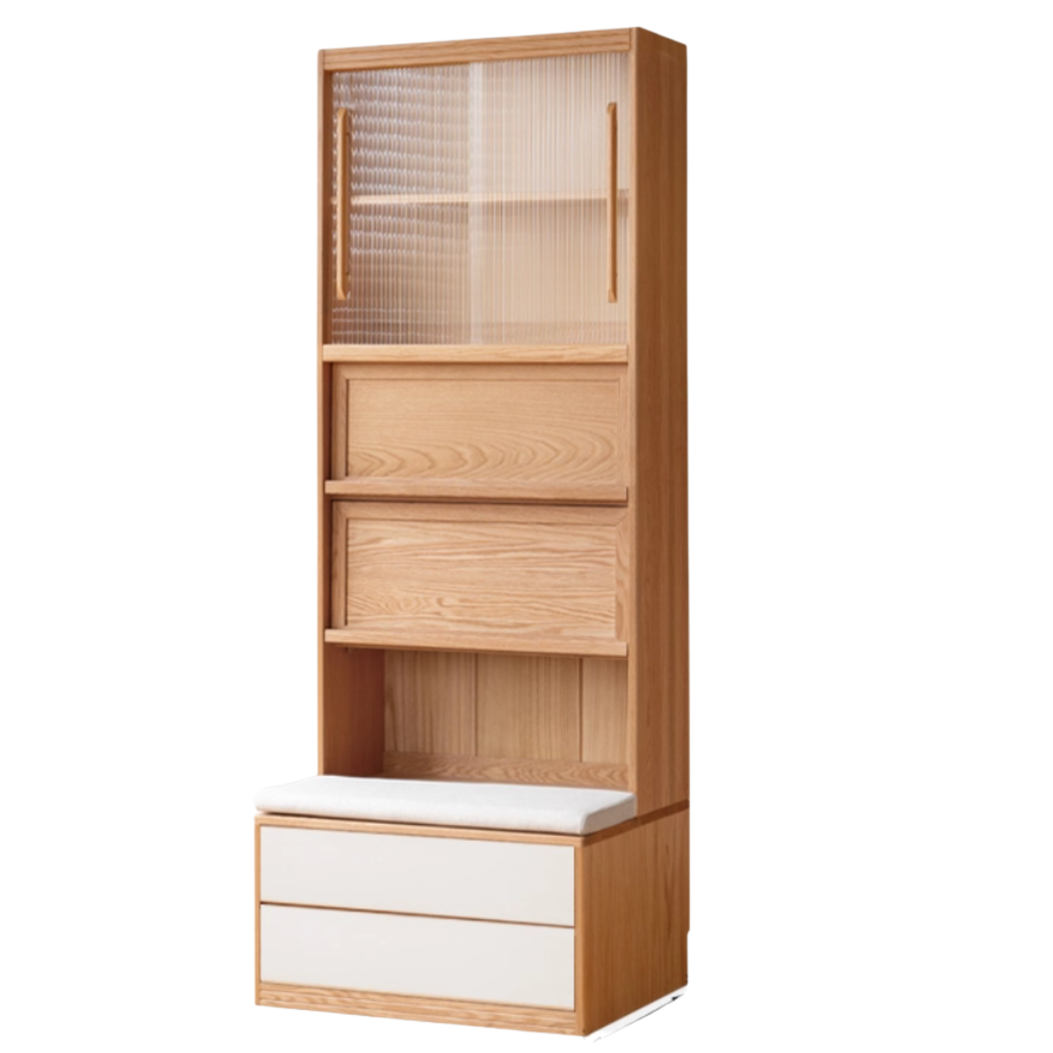 Oak Solid Wood Cream Style Study Bookcase