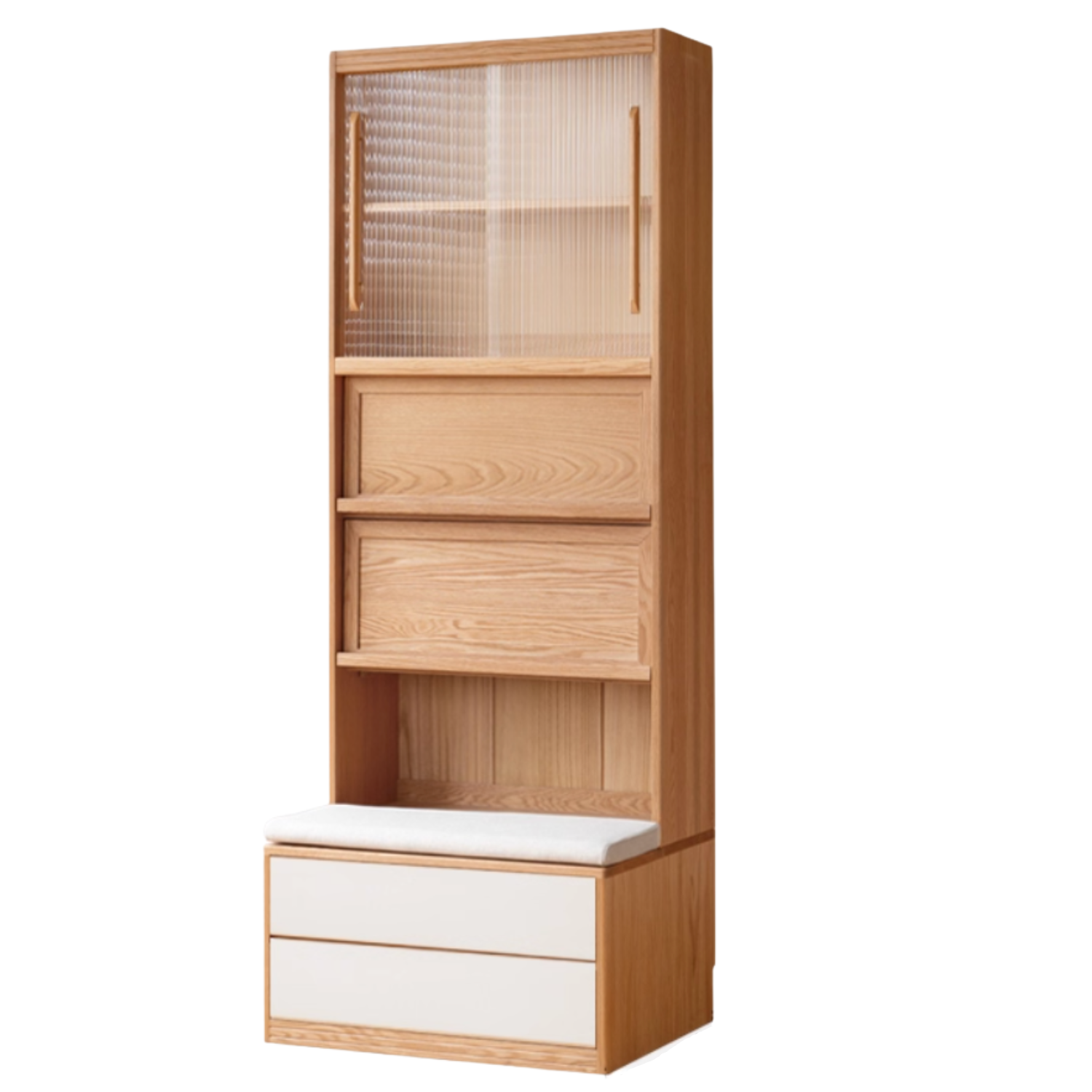 Oak Solid Wood Cream Style Bookcase