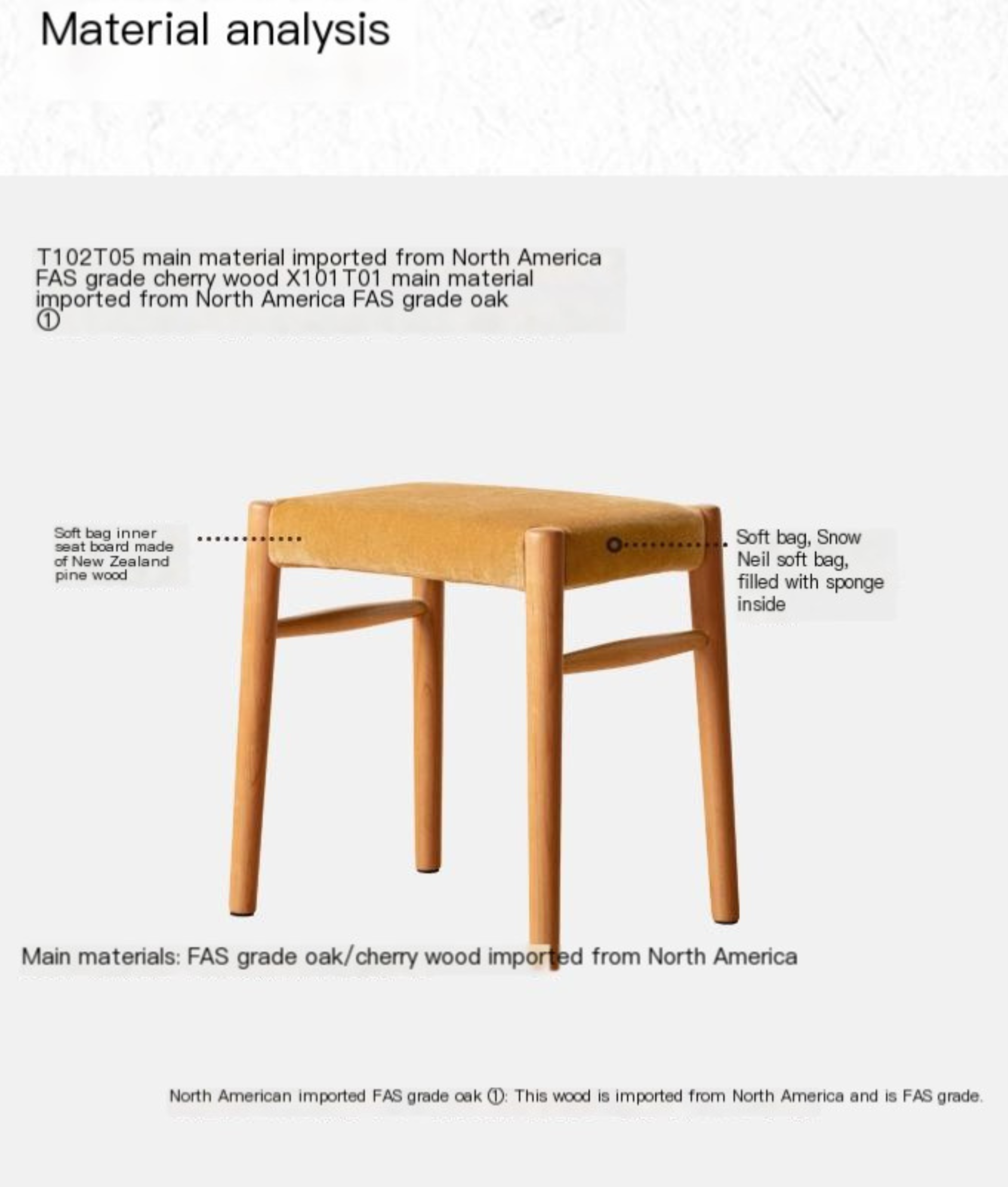 Oak Solid Wood Retro Makeup Stool