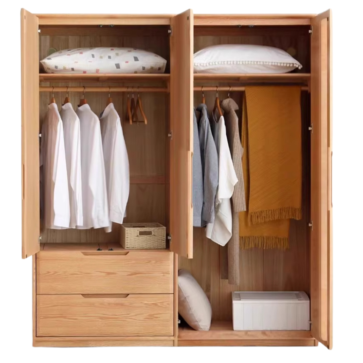 Oak, Ash Solid Wood Wardrobe.