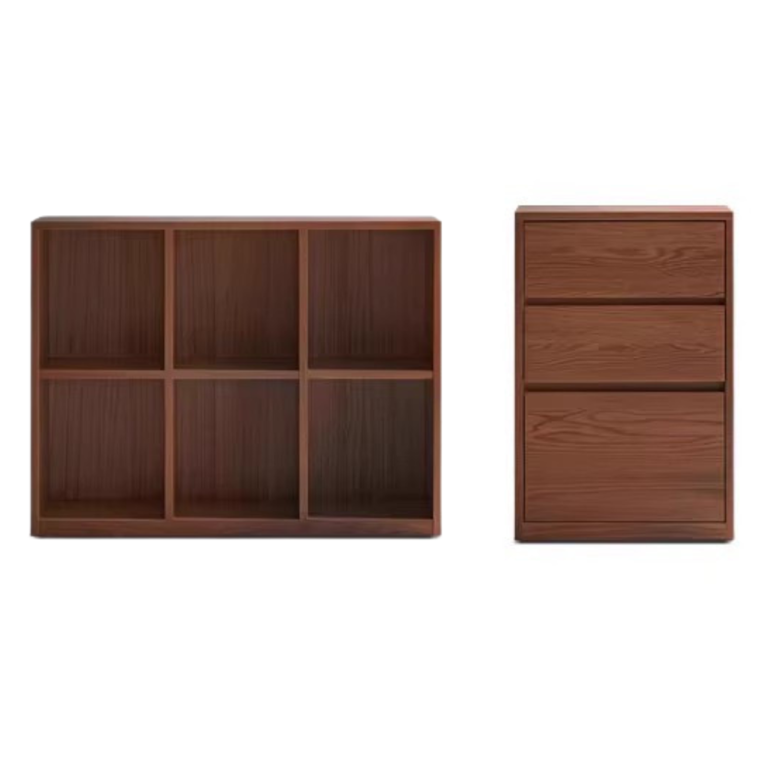 Black Walnut, Oak Solid Wood Low Bookcase, Modern Modular Storage Shelf Cabinet