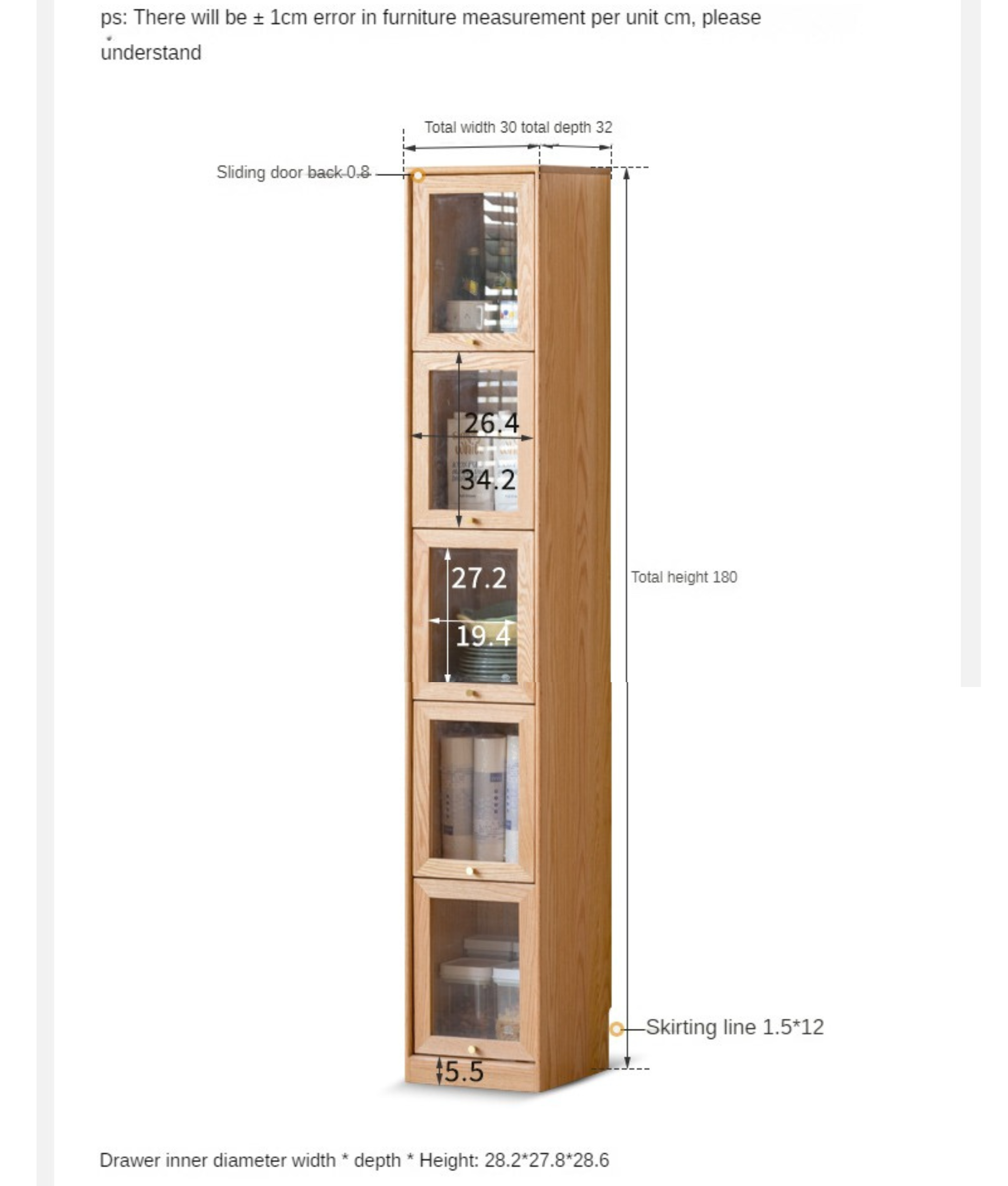 Oak Solid Wood Bookcase Corner Glass Flip Door