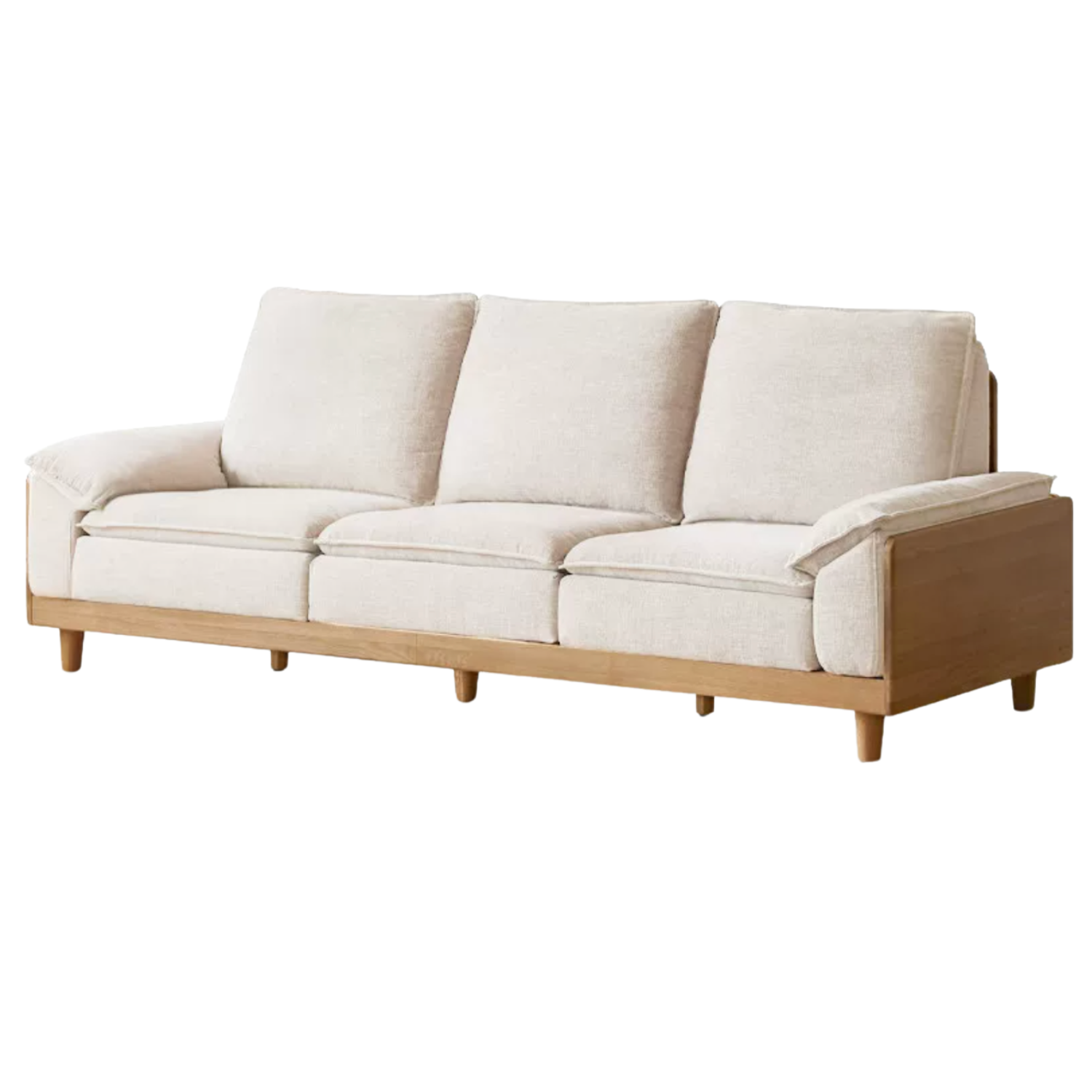 White Oak Solid Wood Sofa with Modern Minimalist Style