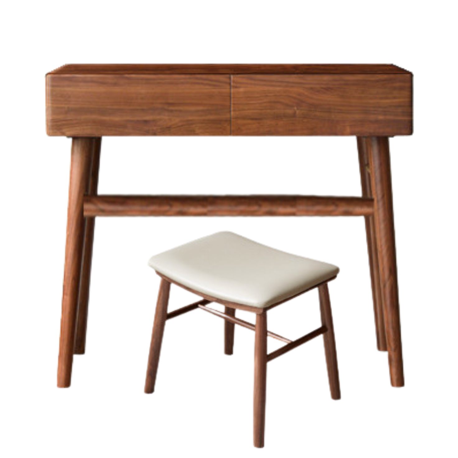 Black Walnut, Sandalwood Solid Wood Moon Makeup Mirror Vanity Table.