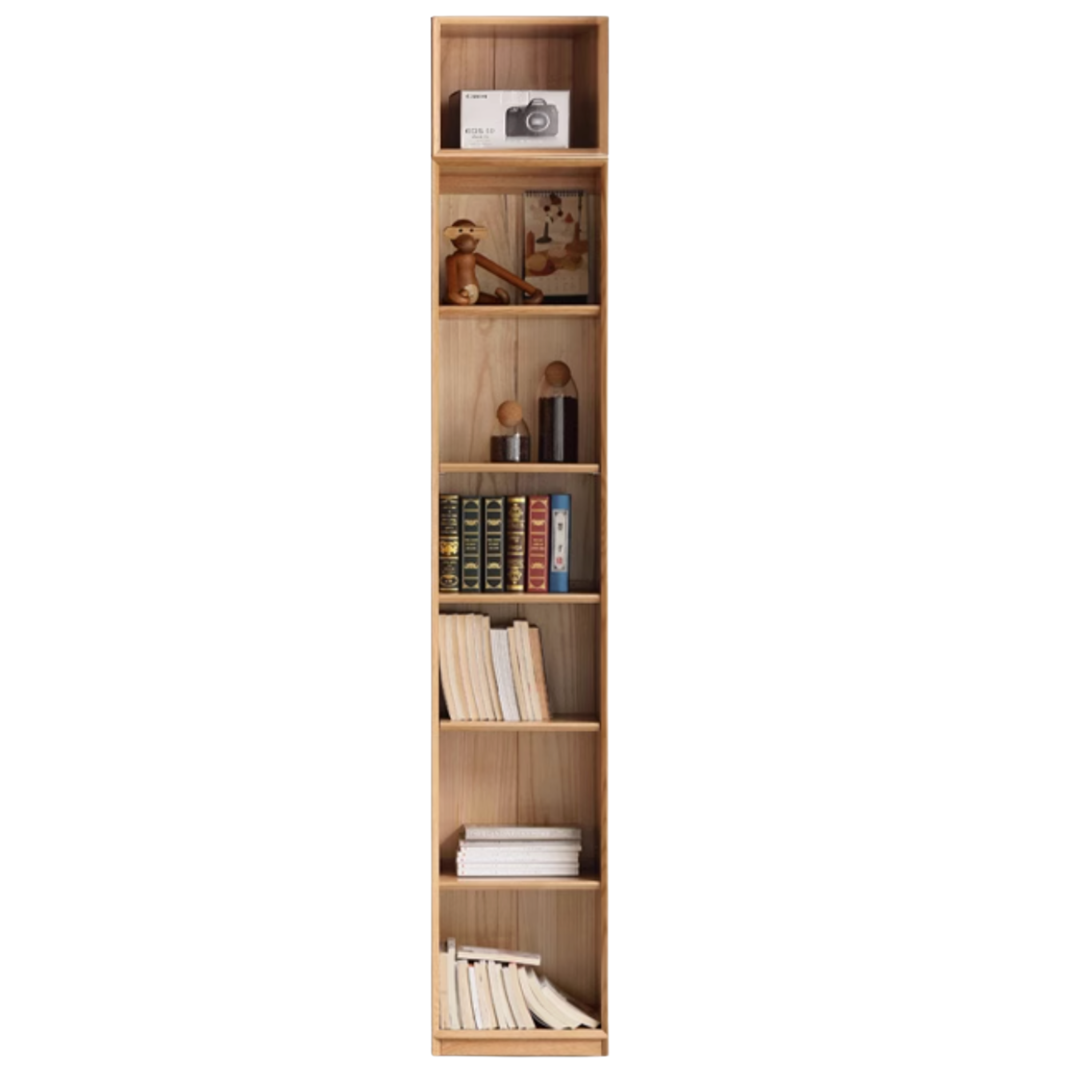 Oak Solid Wood Dust-Proof Glass Door Wall Floor-to-ceiling Bookshelf