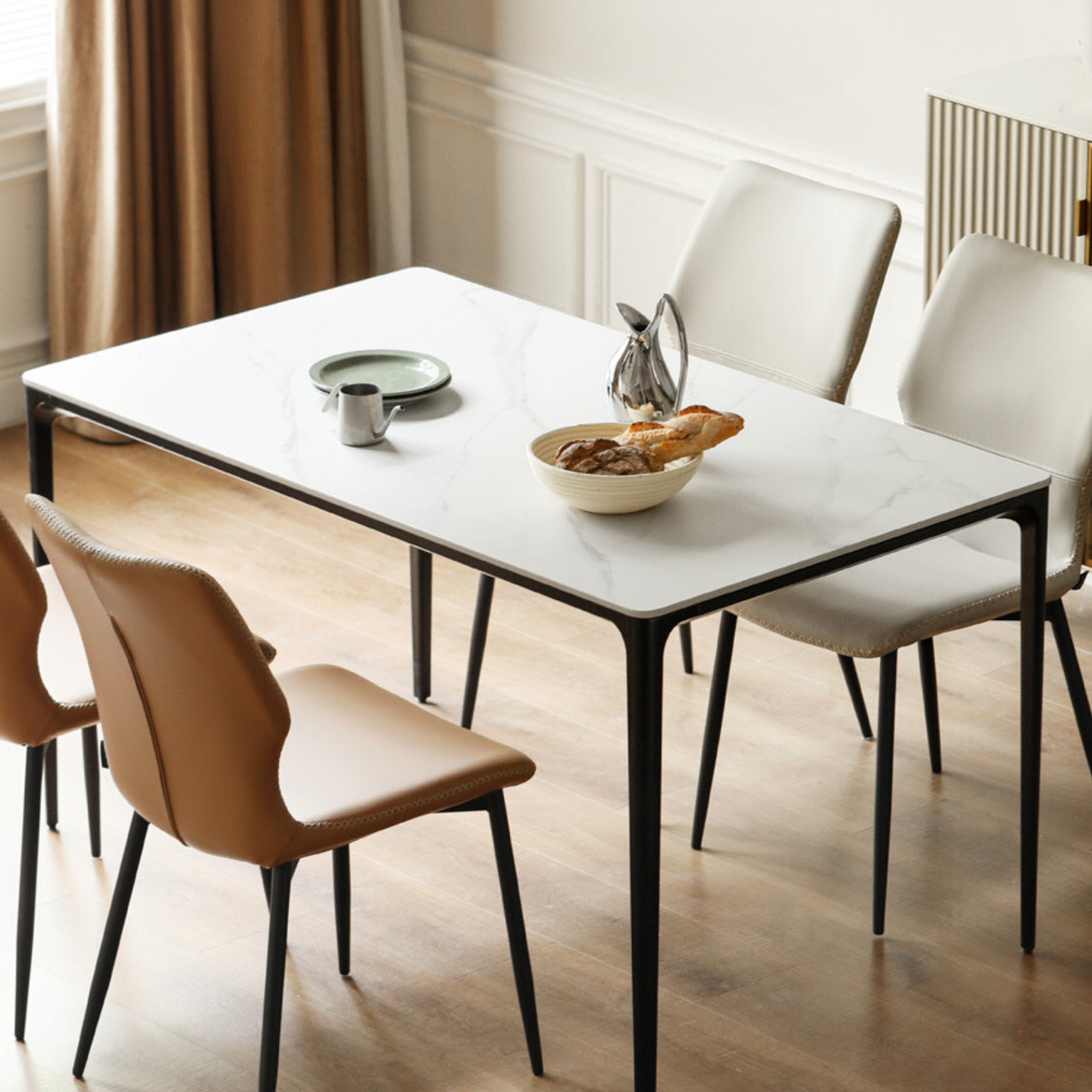 Metal Rock Plate Slate Italian Light Luxury Dining Table