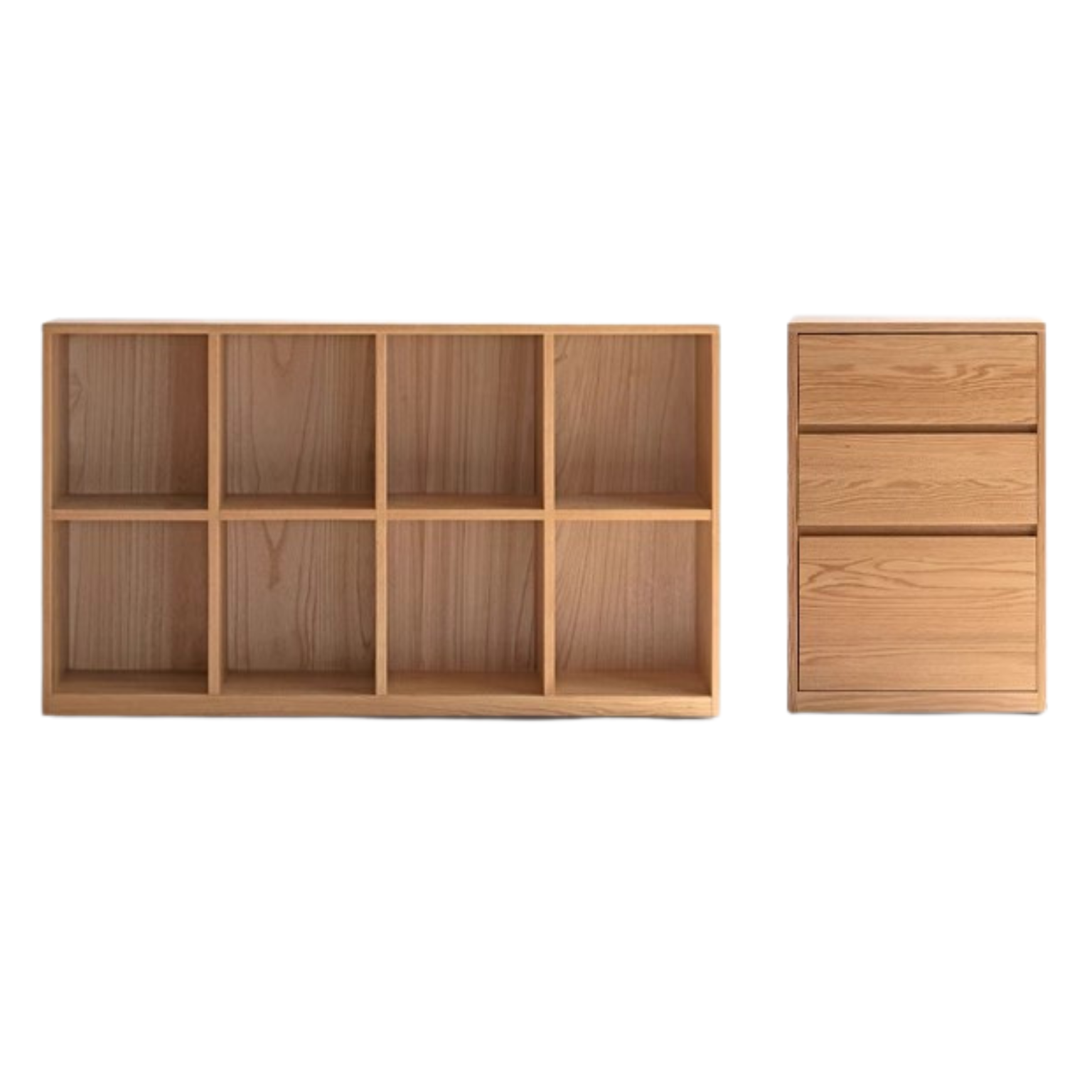 Black Walnut, Oak Solid Wood Low Bookcase, Modern Modular Storage Shelf Cabinet