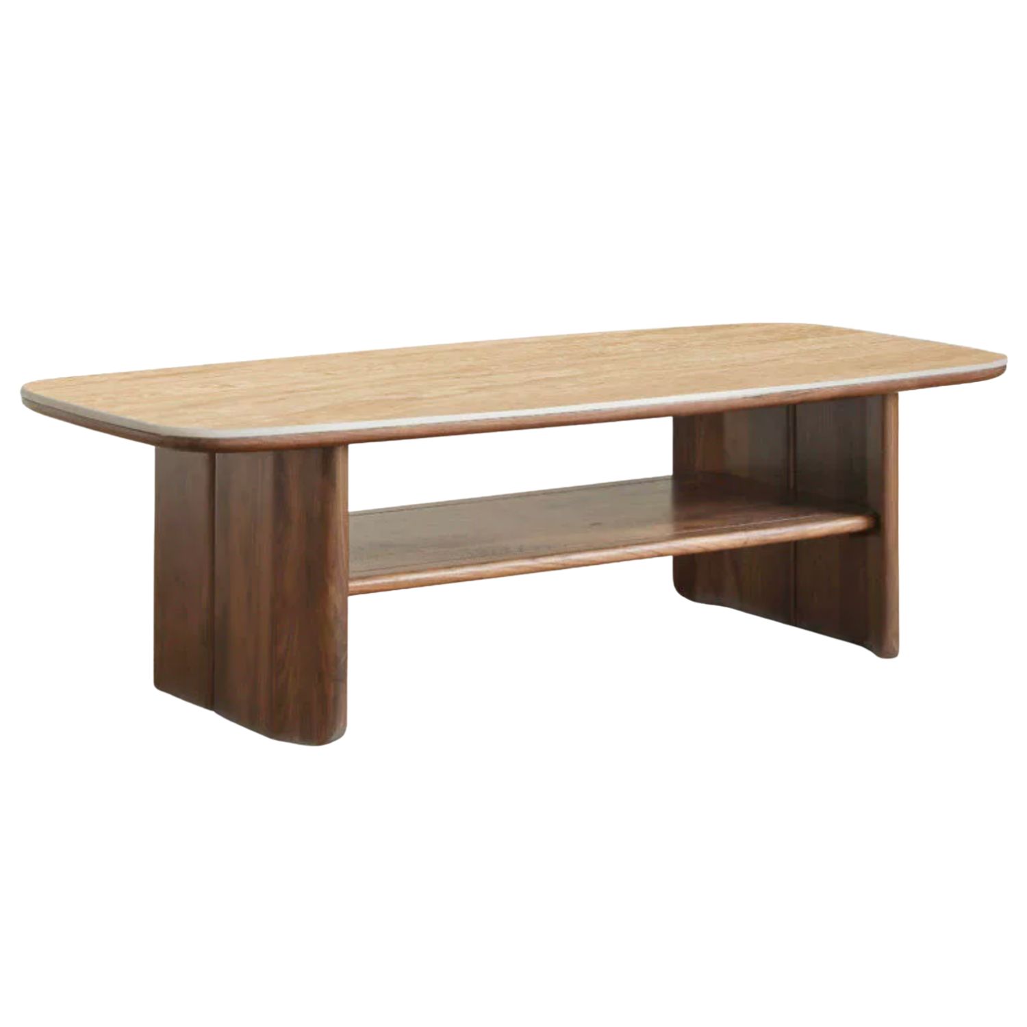 Solid Rubberwood, Oak, Black Walnut, Сherry Solid Wood Rock Plate Coffee Table
