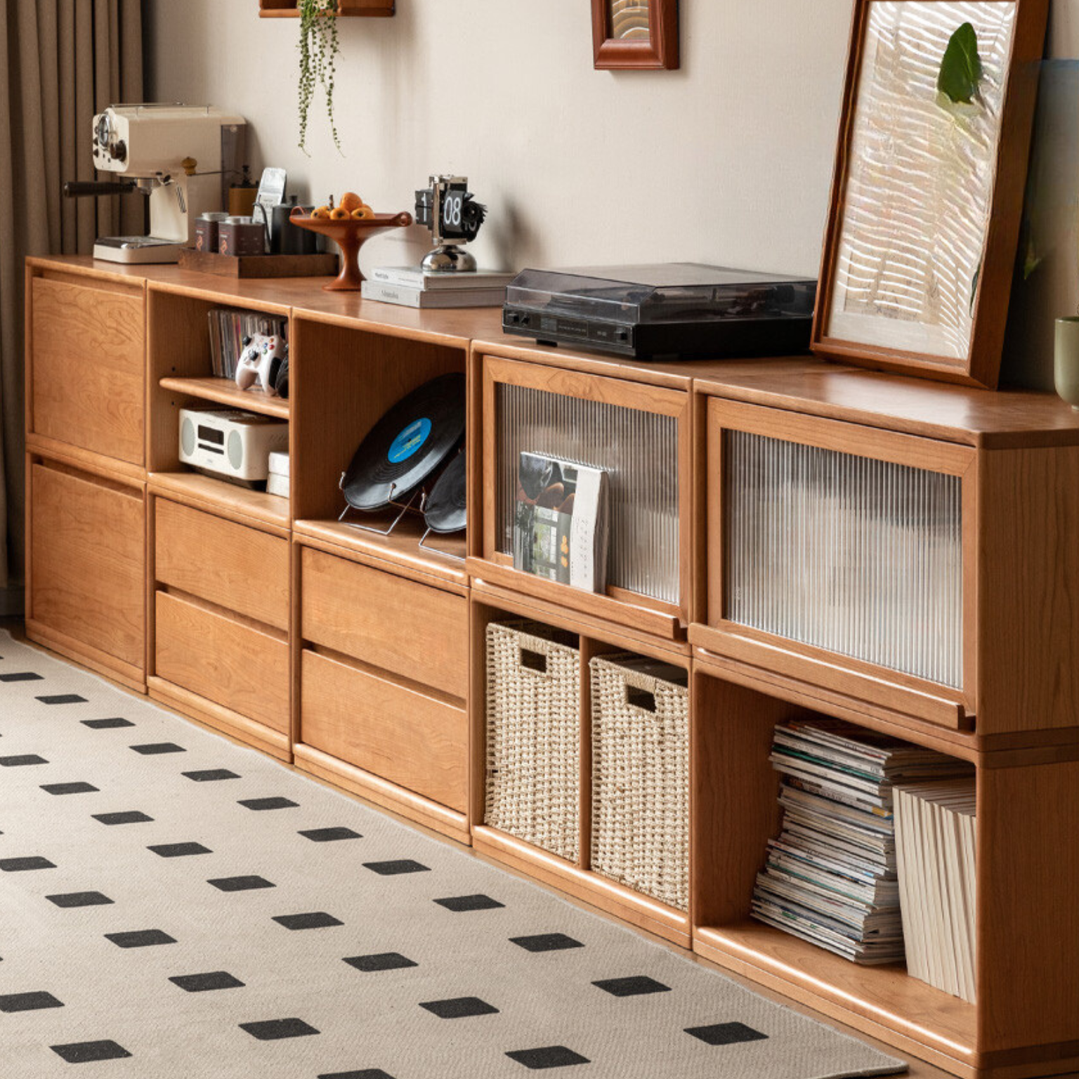 Cherry Solid Wood Free Combination Bookcase.