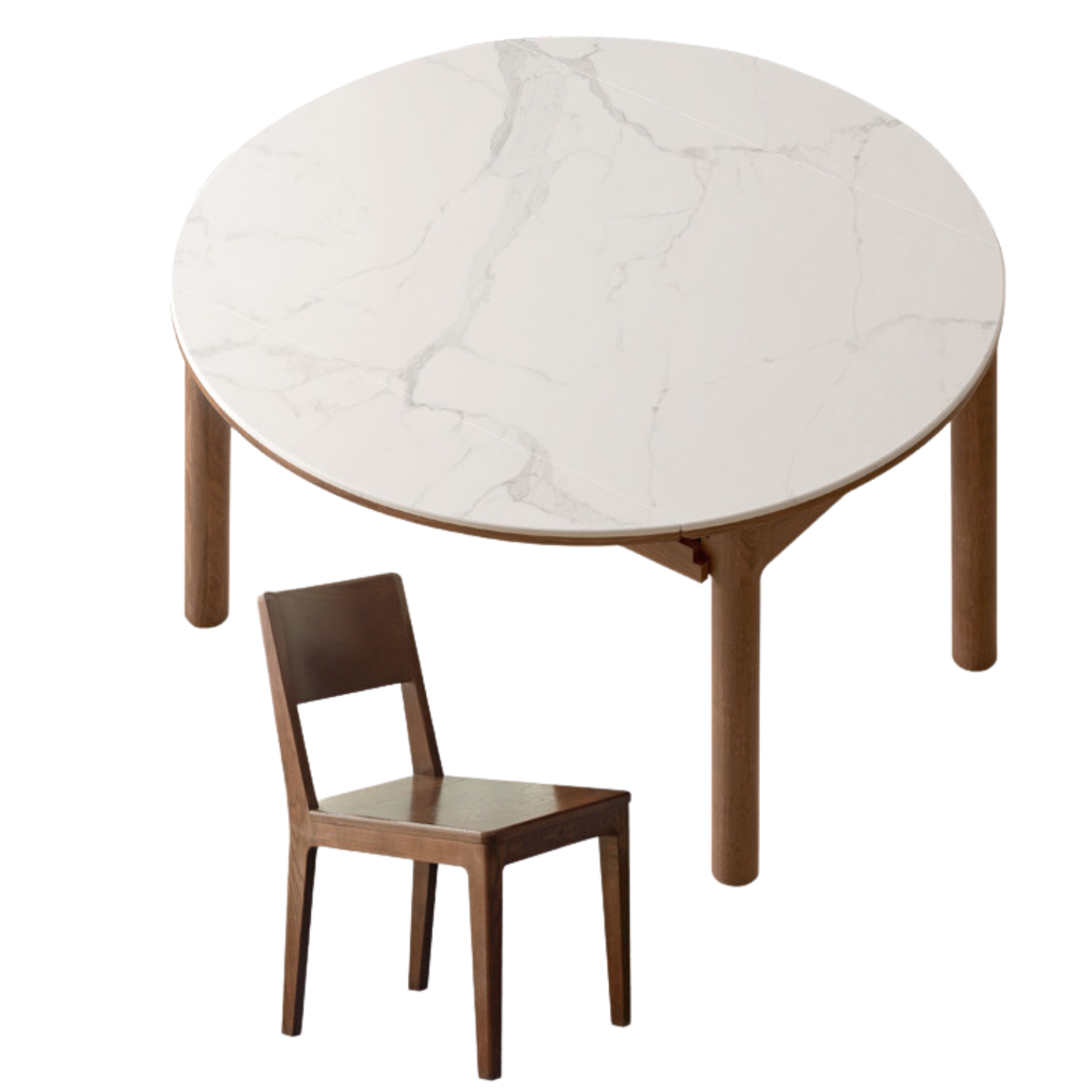 Black Walnut, Ash Solid Wood Rock Plate Folding Dining Table